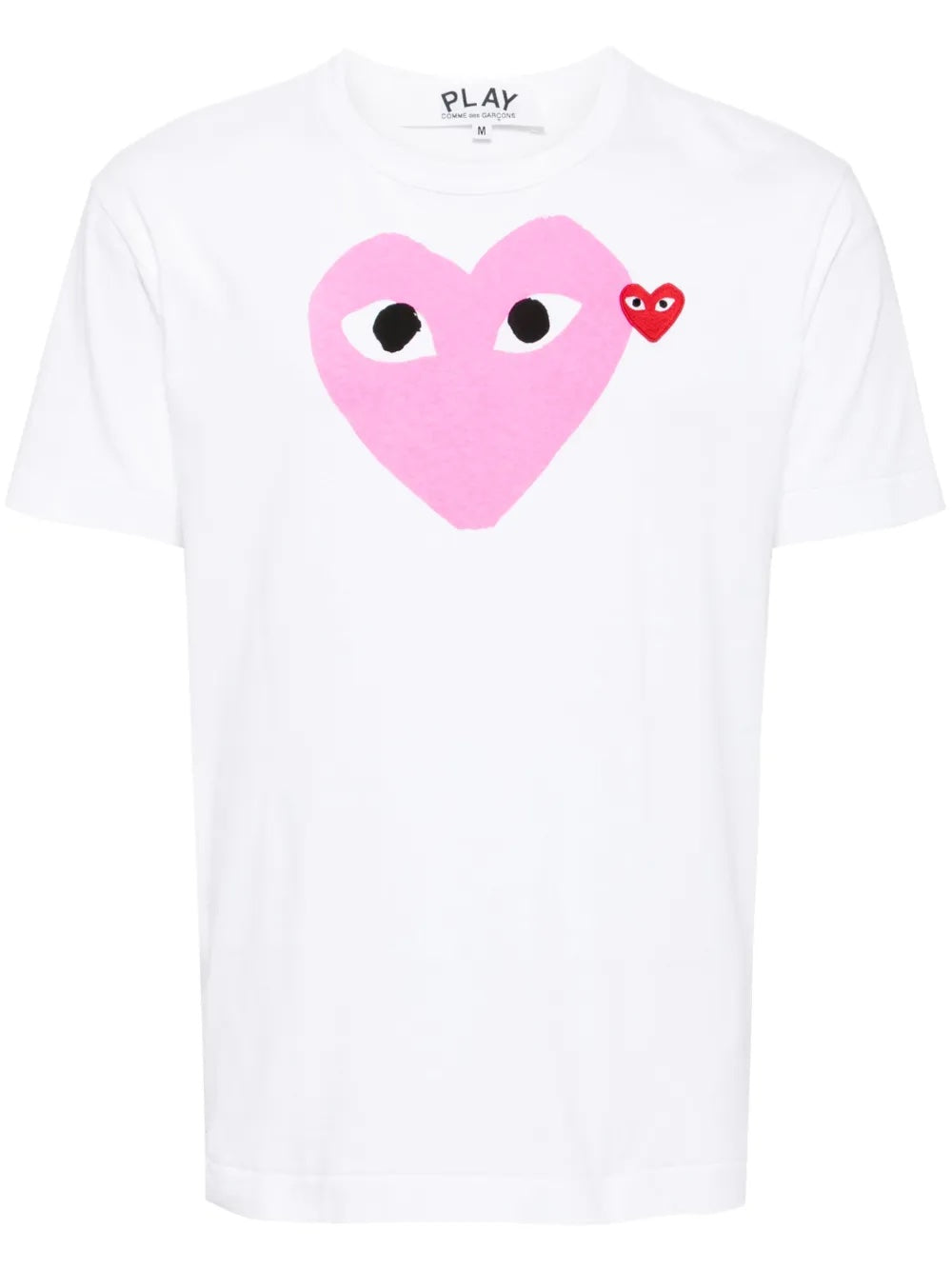 Unisex Short Sleeve Tee Big Pink Heart in White from Comme des Garçons Play