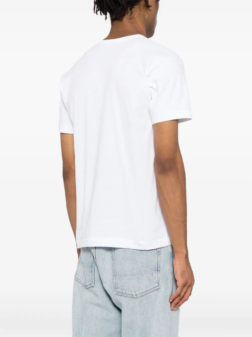 Unisex Short Sleeve Tee Big Pink Heart in White from Comme des Garçons Play