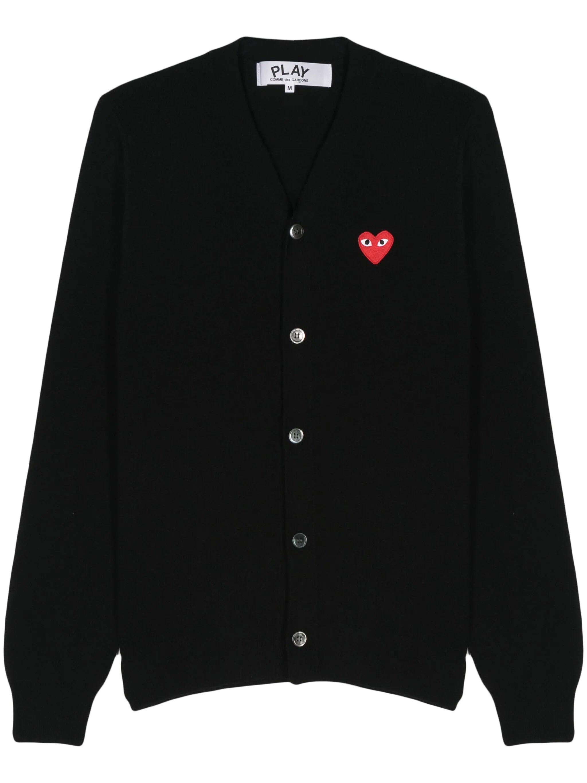 V-Neck Cardigan Red Heart in Black from Comme des Garçons Play