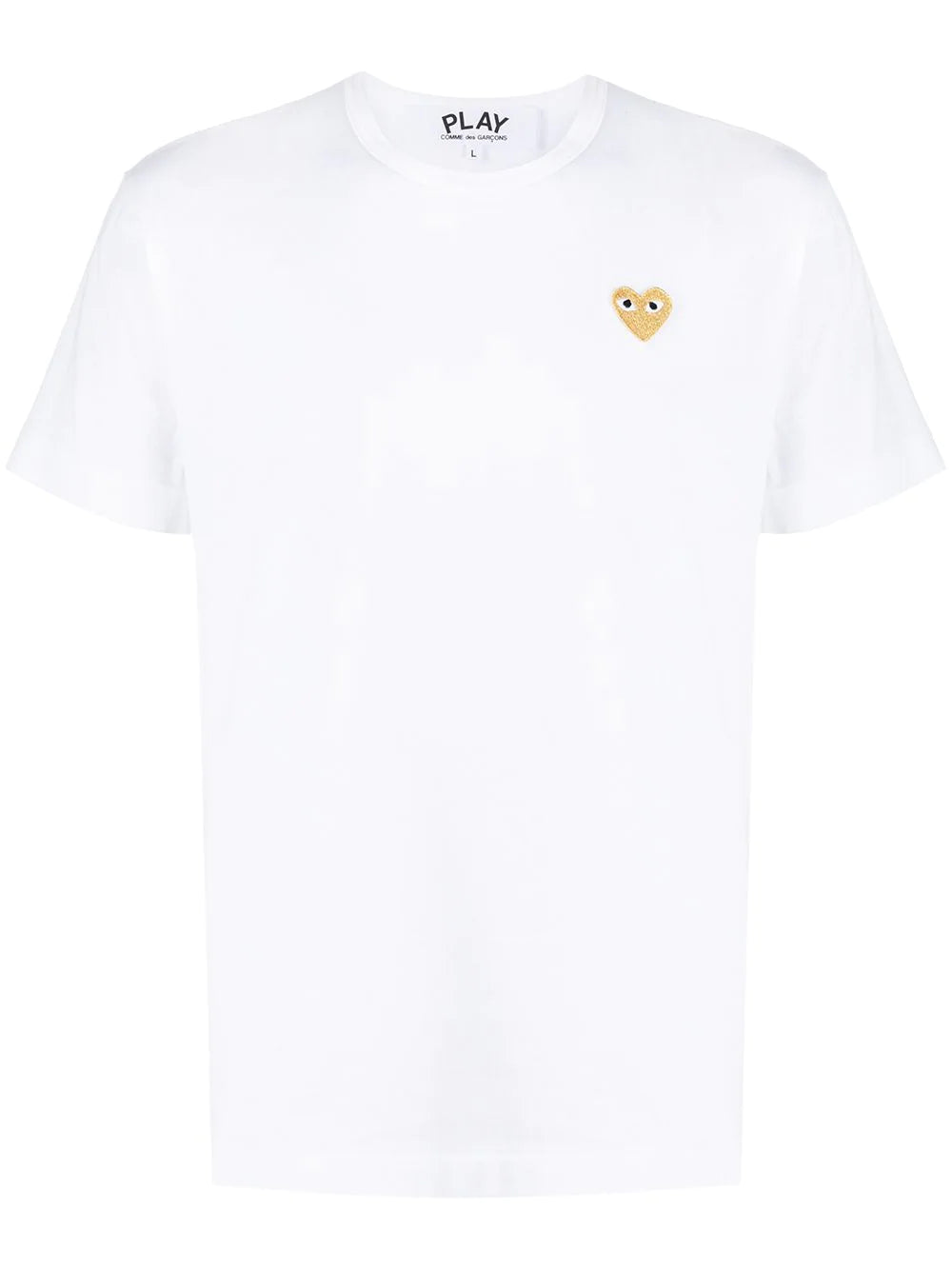 Comme Des Garçons │ Mens Short Sleeve Gold Heart in White