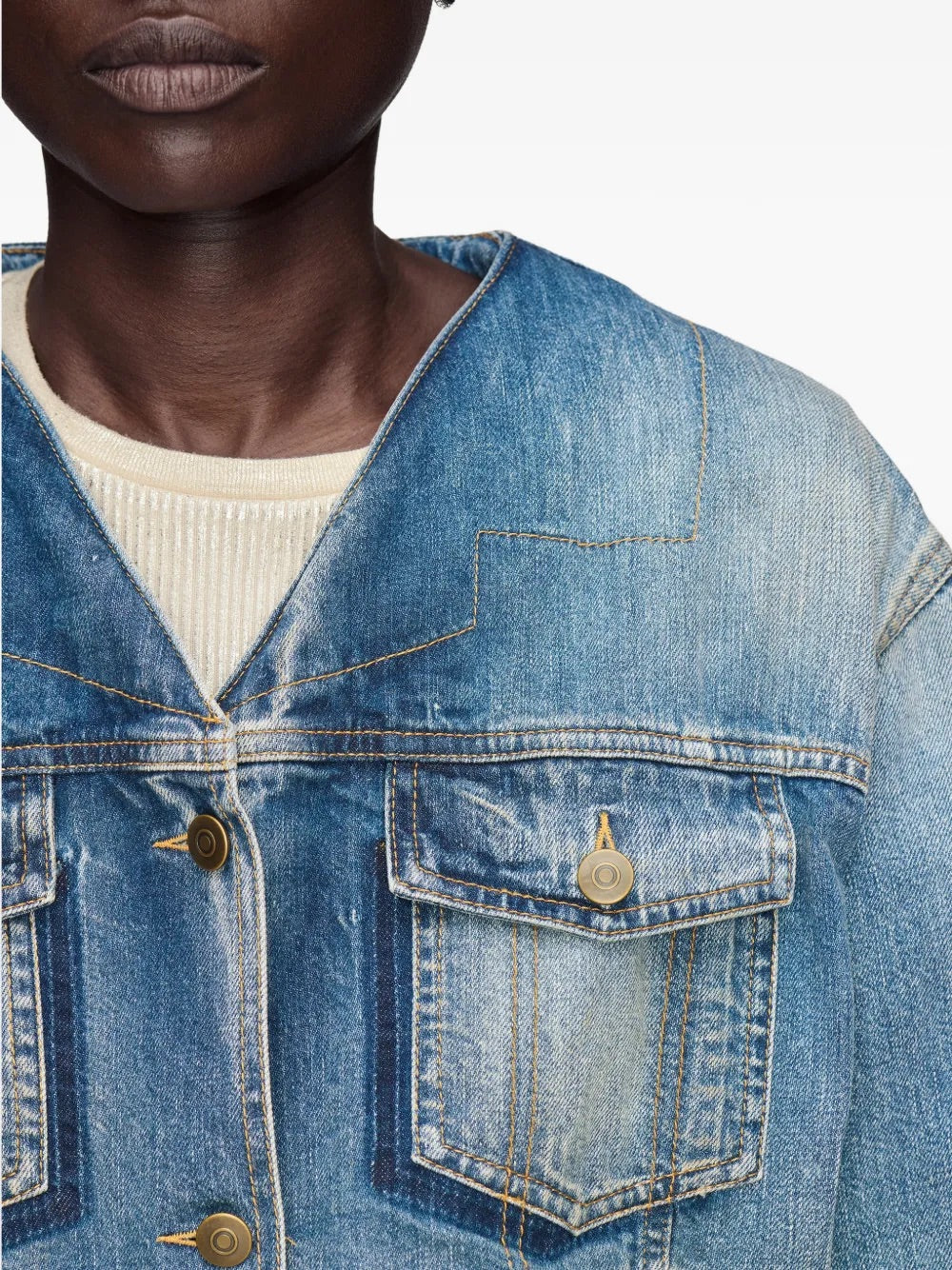 Maison Margiela Foldable Collar Denim Jacket foldable collar detail