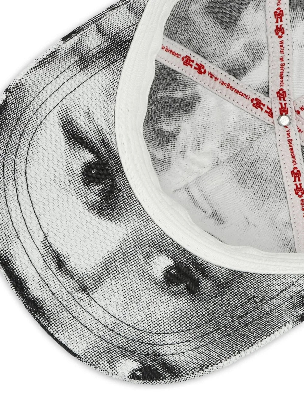 Walter Van Beirendonck Glitch Cap in Comb. I Sample - detail view showing face print and interior construction