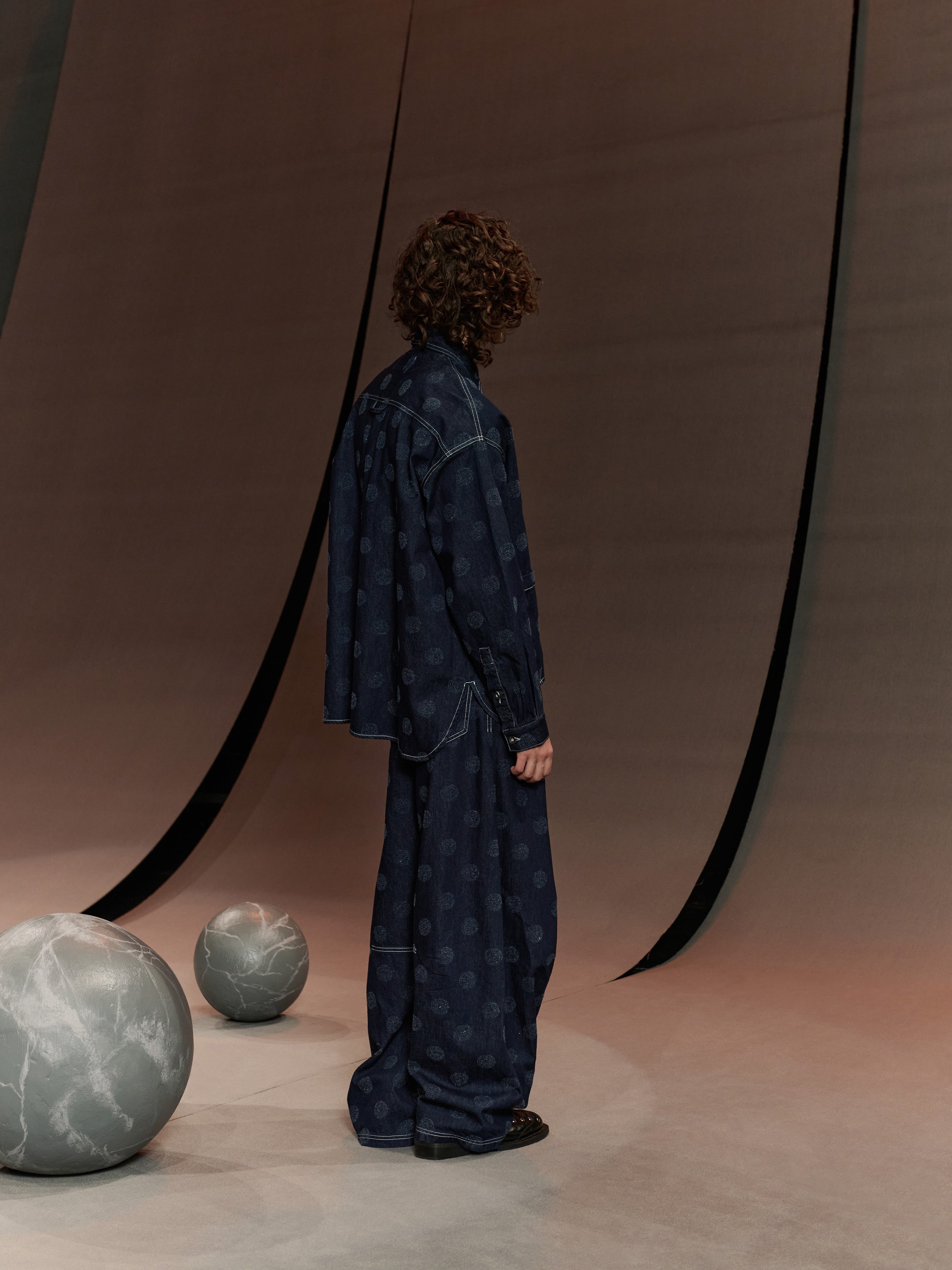 Big Denim Shirt in Needle Punch Dots from Henrik Vibskov