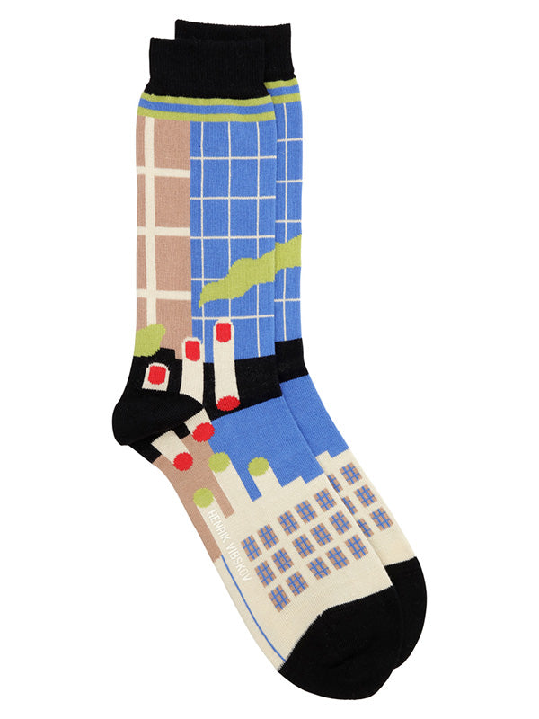 Chopped Finger Factory Socks Homme in Blue Tan Factory from Henrik Vibskov