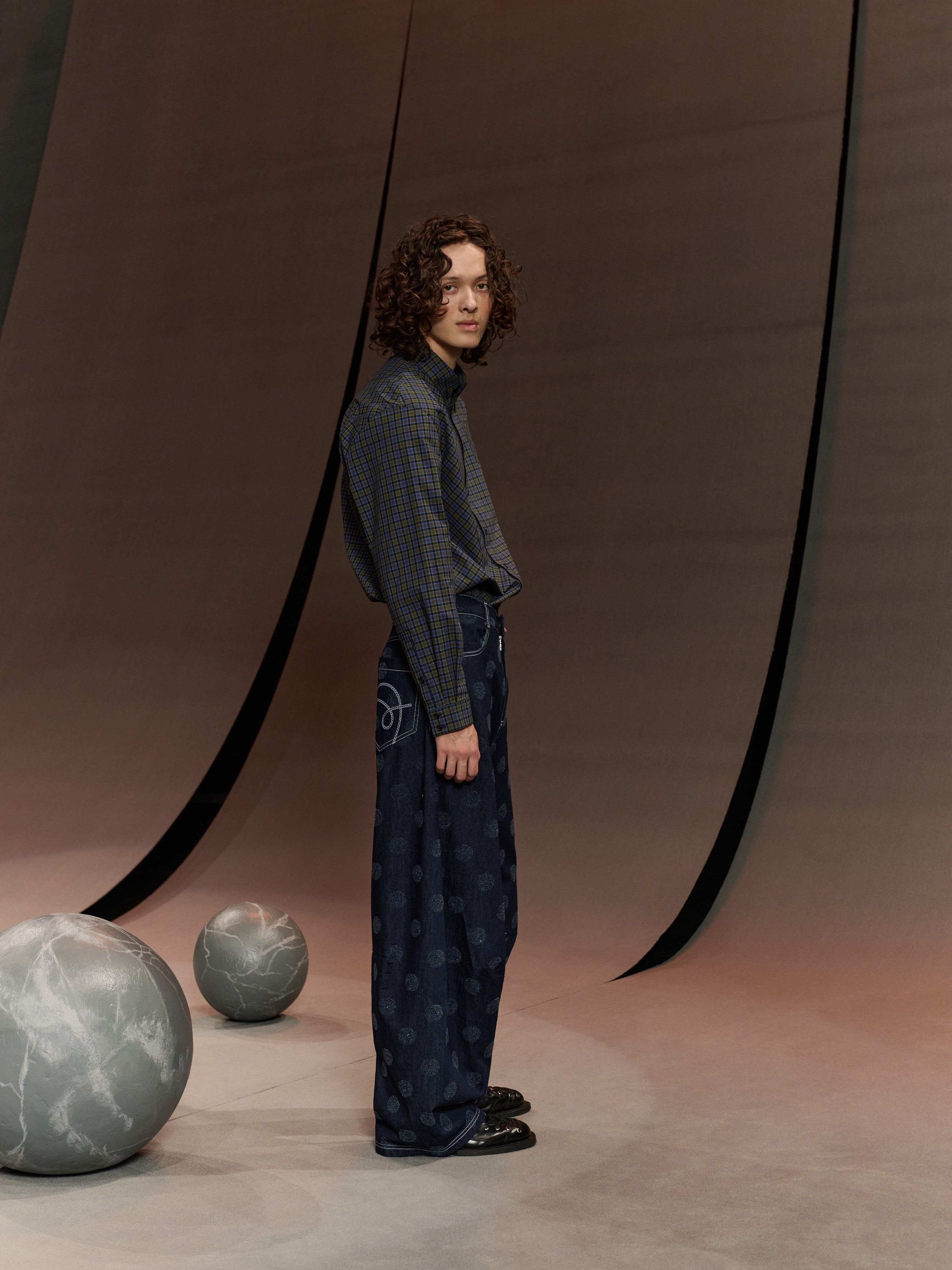 Dart Denim Pants in Needle Punch Dots from Henrik Vibskov