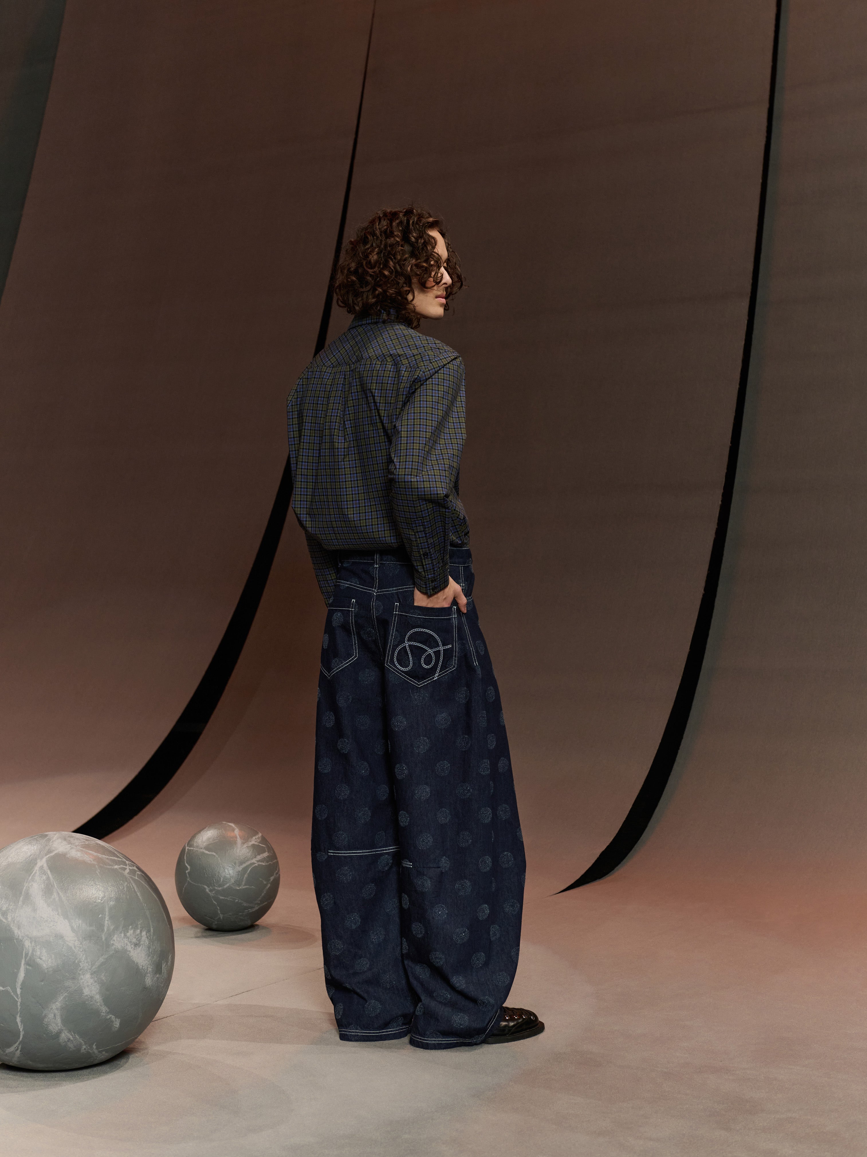 Dart Denim Pants in Needle Punch Dots from Henrik Vibskov