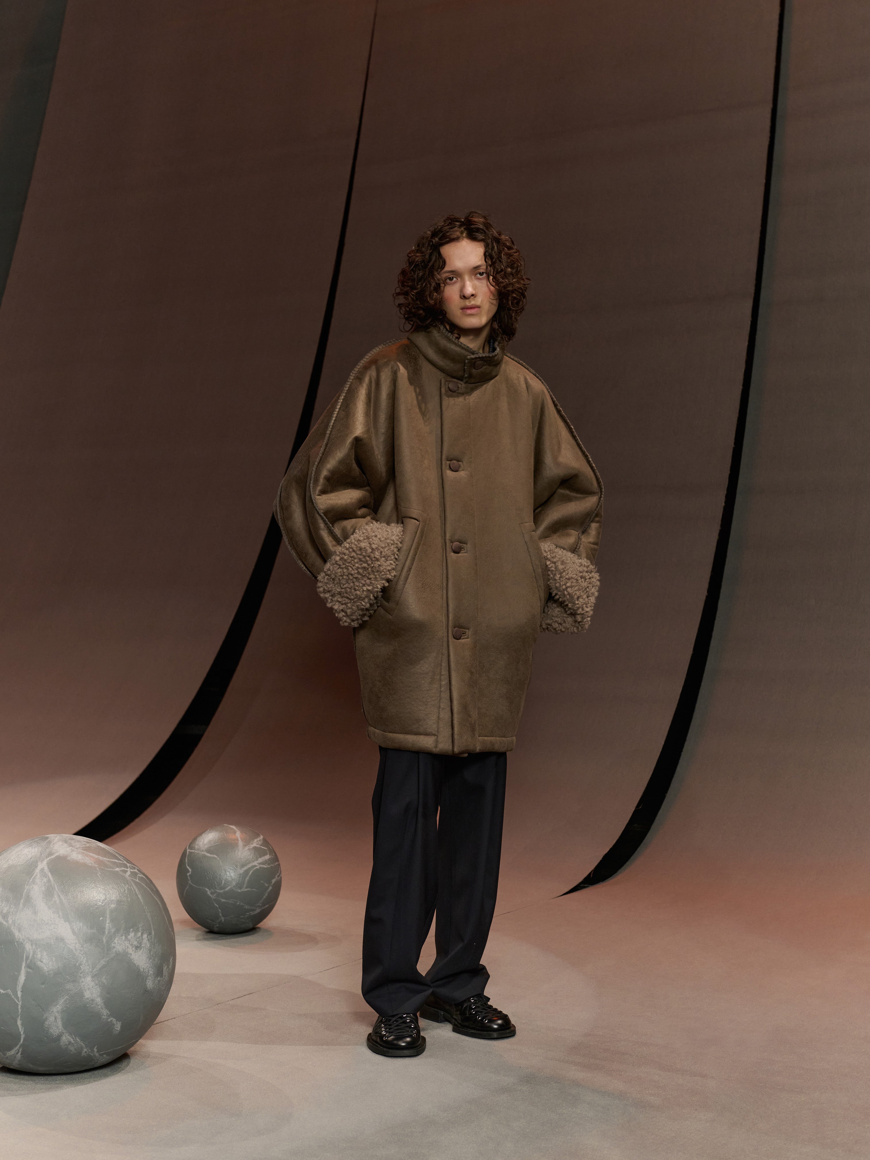 Dart Jacket in Grey Shearling from Henrik Vibskov