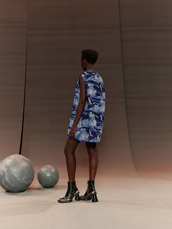 Dart Sleeveless Dress in Fishes Blue from Henrik Vibskov
