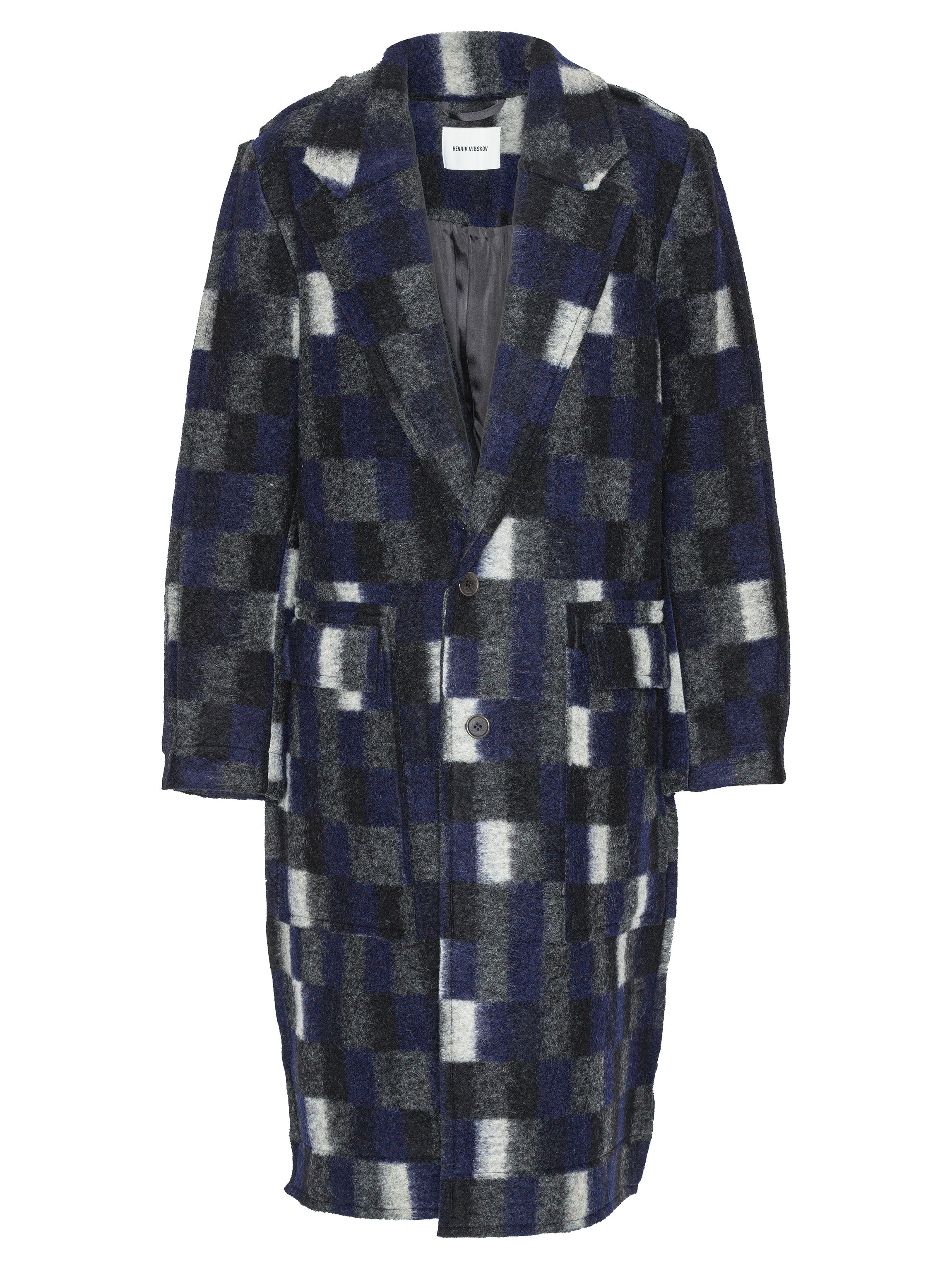 Flat Coat - Brushed Black Squares-[-Henrik Vibskov-1