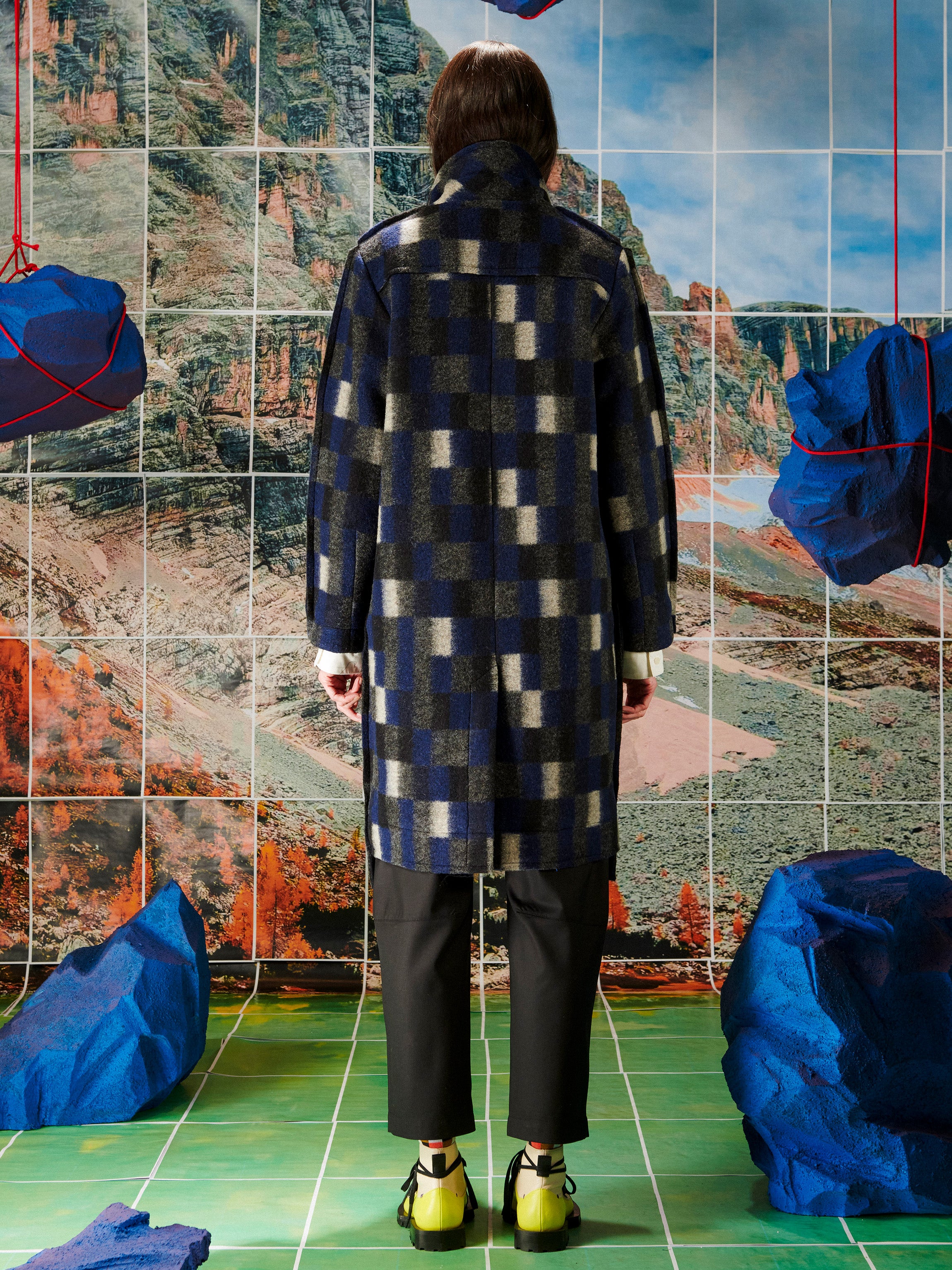 Flat Coat - Brushed Black Squares-[-Henrik Vibskov-5