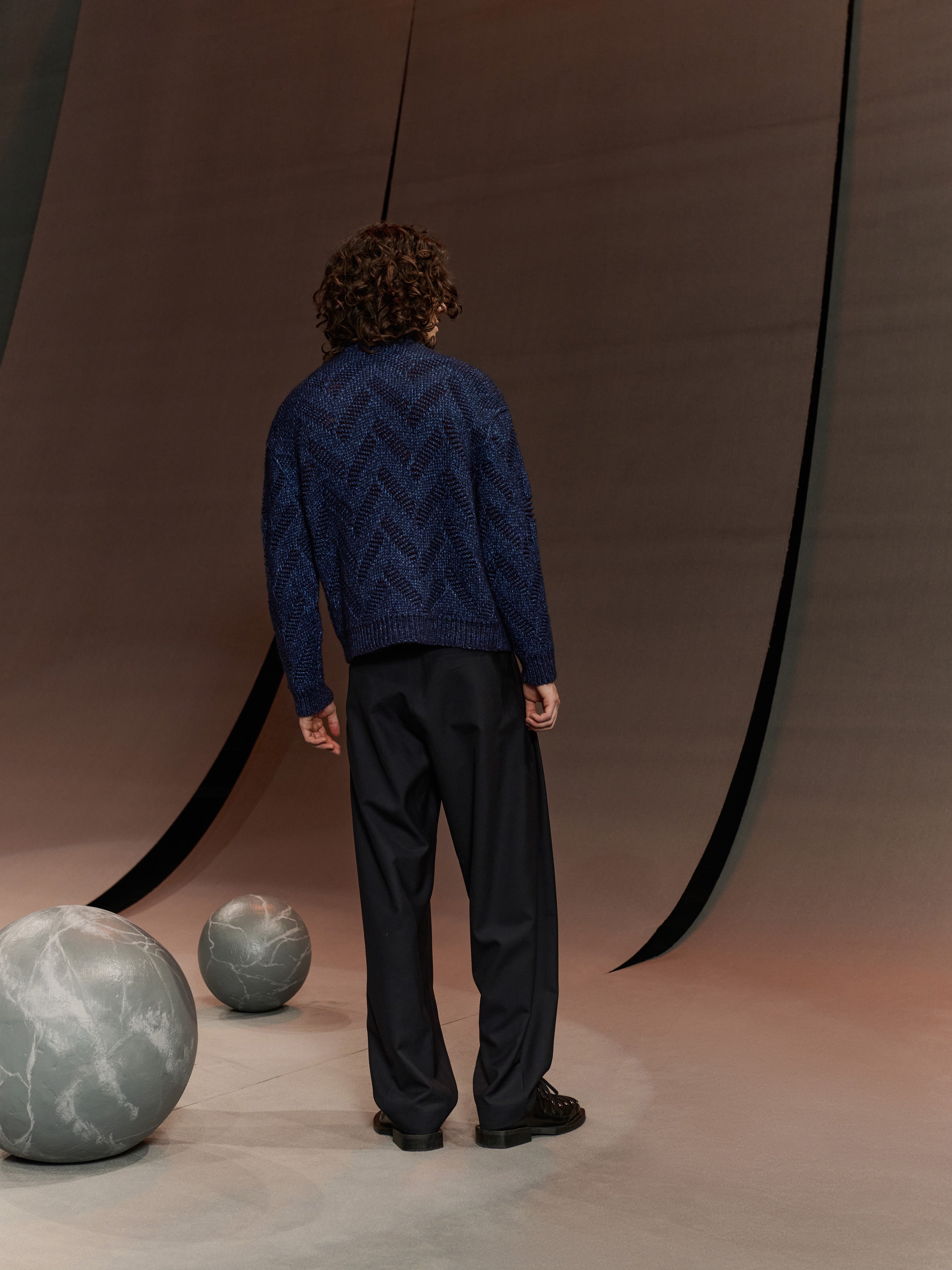 Flat Knitted Crewneck in Flat Navy from Henrik Vibskov