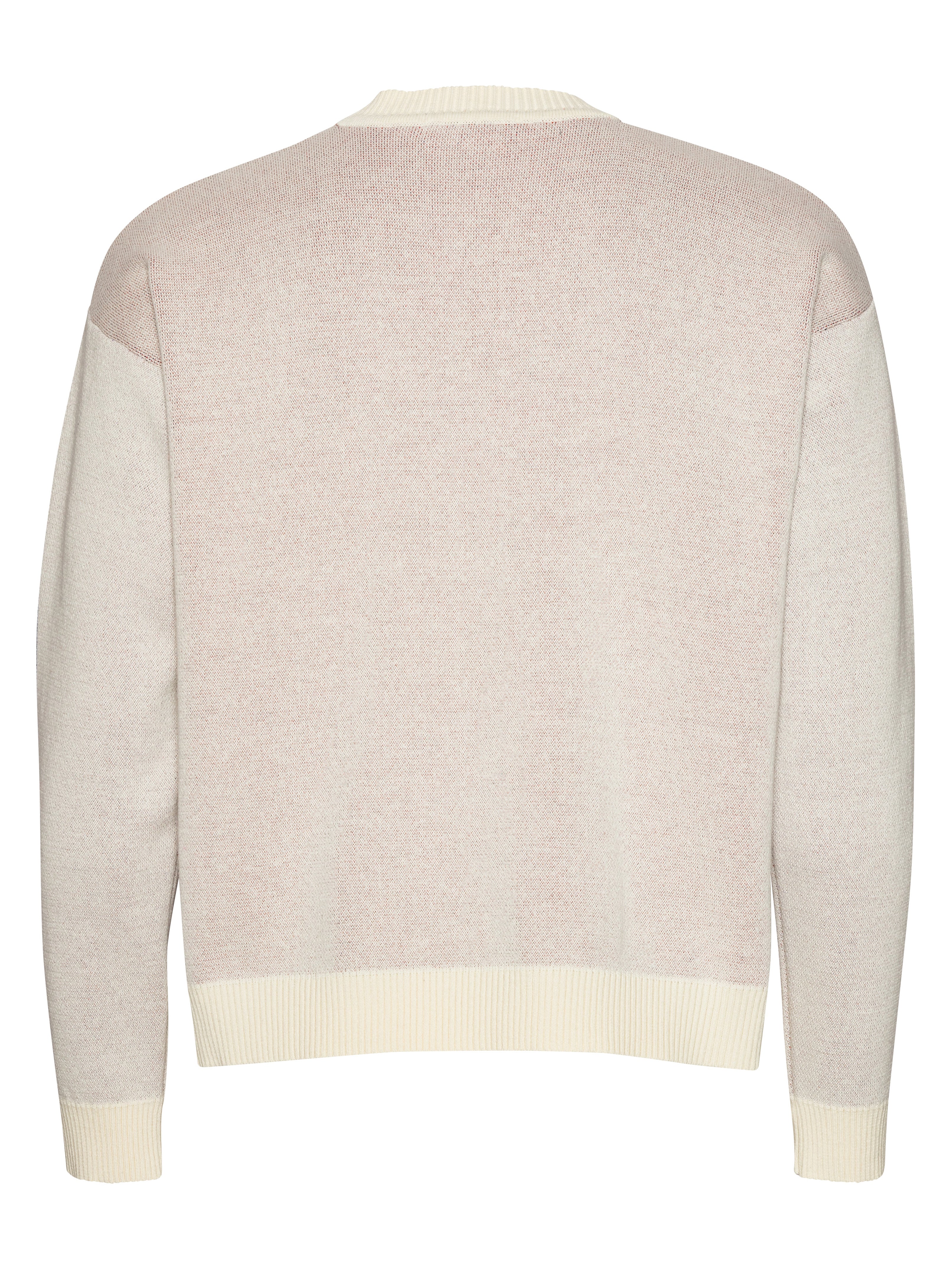 Back view of the Henrik Vibskov Frigate Crewneck in Frigate, showing the solid off-white back, long sleeves, and ribbed hems.