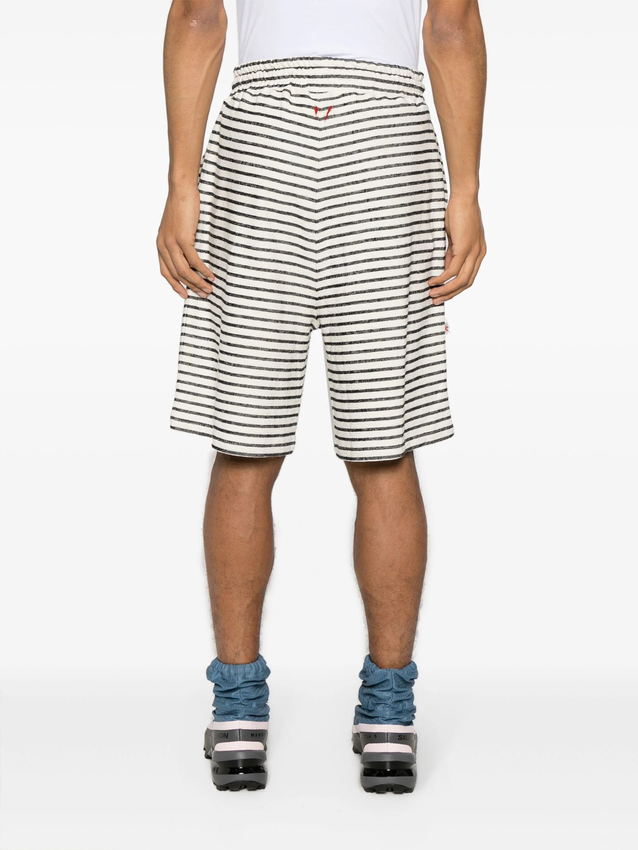 Henrik Vibskov shorts - Fringy Sweat Shorts black white stripes