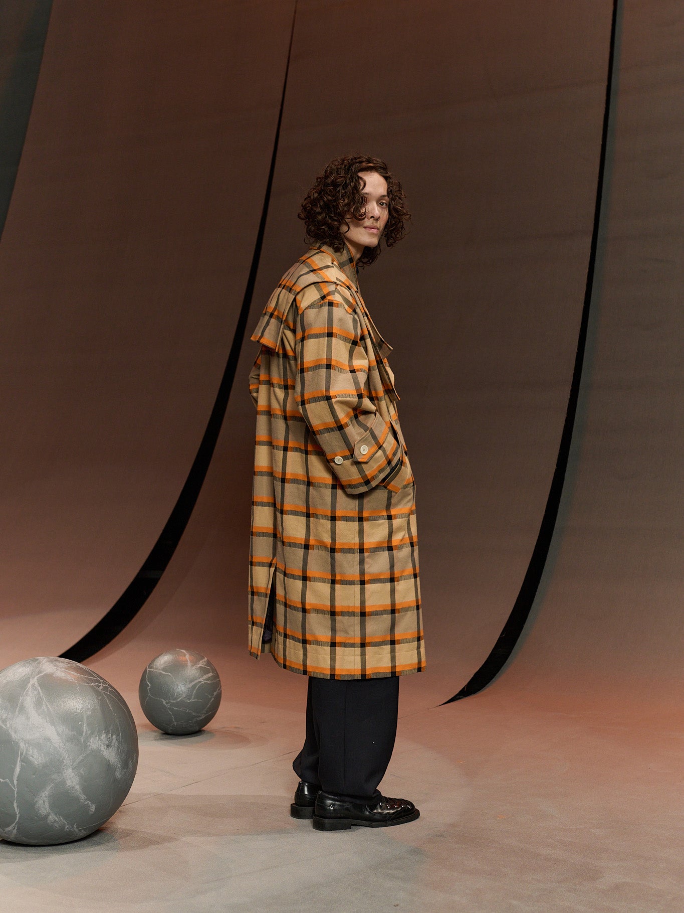 Hands Down Coat in Trench Checks from Henrik Vibskov