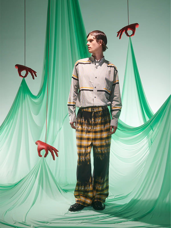 Hands Down Pants in Blurry Black Yellow Check from Henrik Vibskov