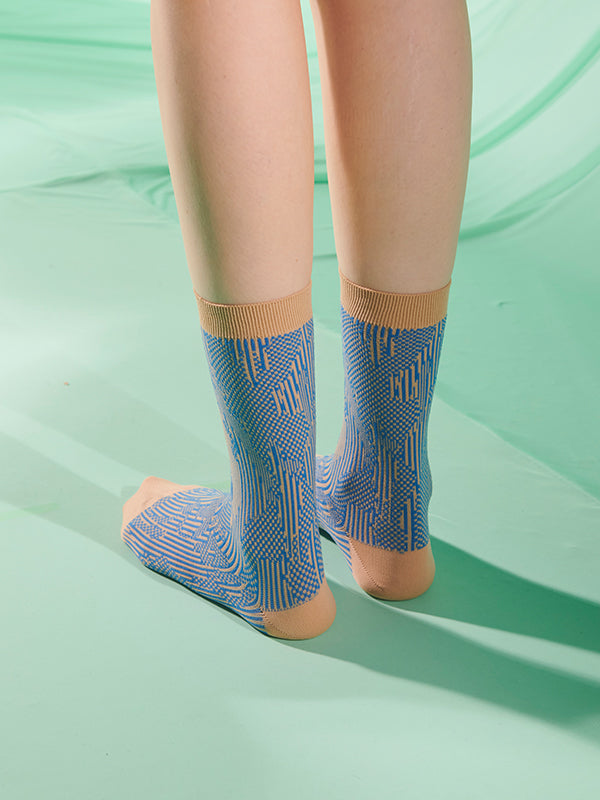 Henrik Vibskov - Handsome Hands Socks Femme in Beige Handsome Blue