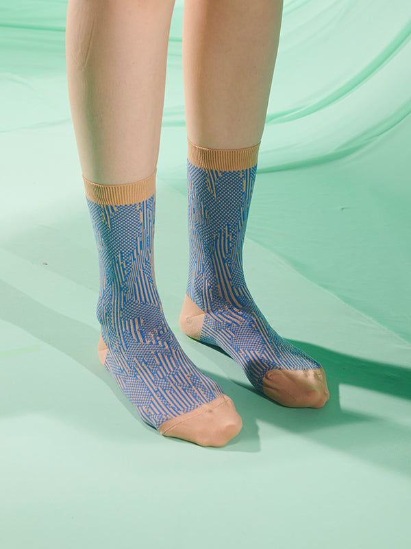 Henrik Vibskov - Handsome Hands Socks Femme in Beige Handsome Blue