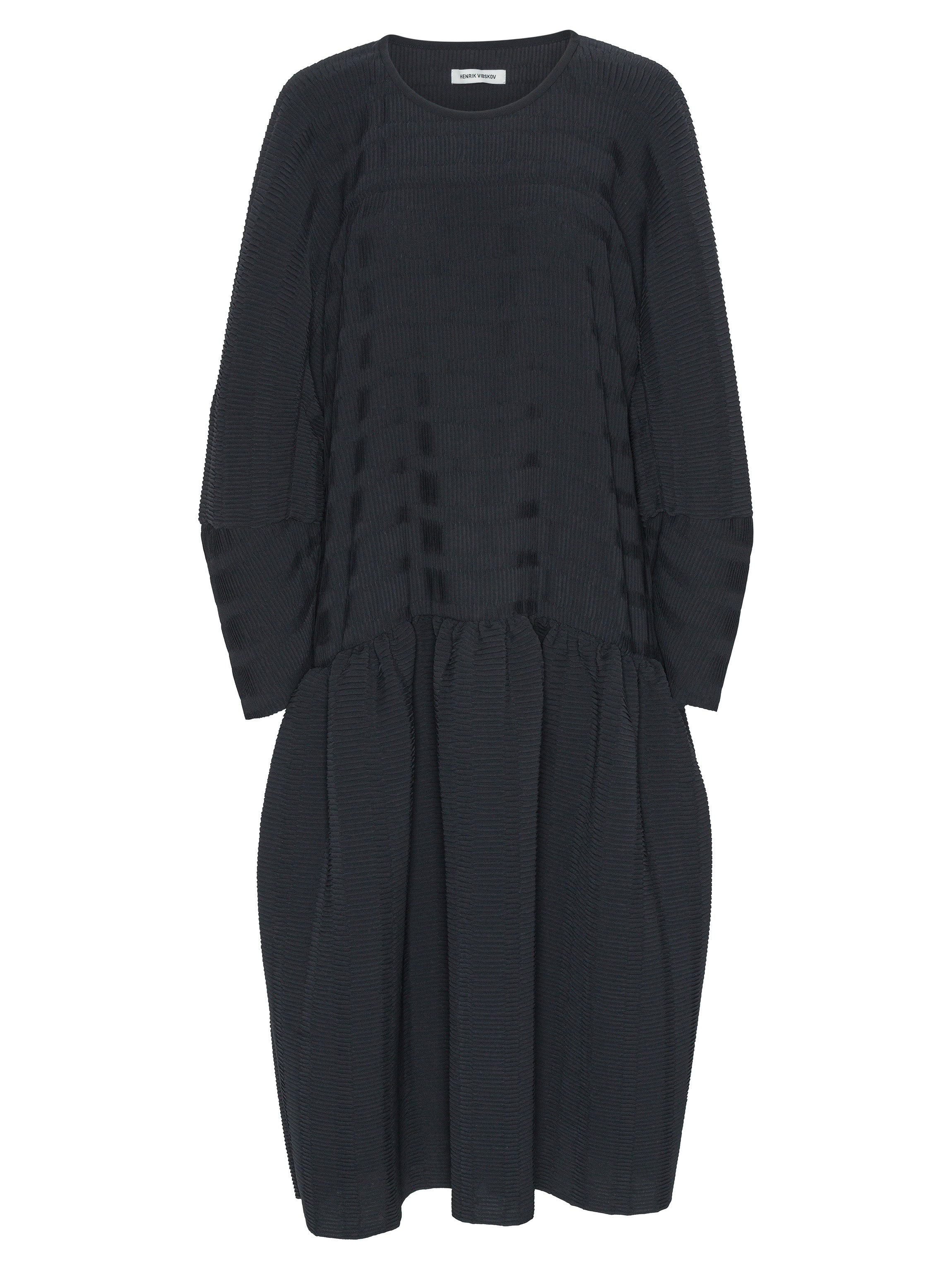 Hilly Plisse Dress - Black-[-Henrik Vibskov-1
