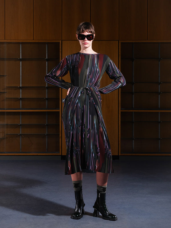 Henrik Vibskov - Knight plisse dress in dark tetris drips - 2
