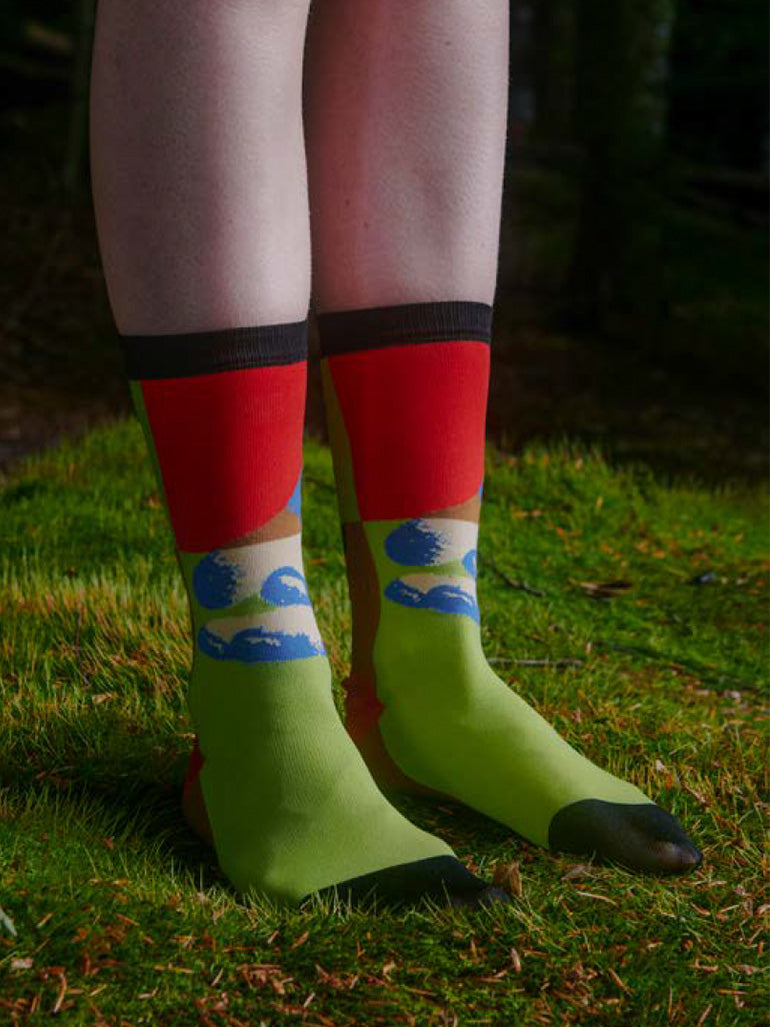 Pop Art Hand Socks Femme in Black Green Pop from Henrik Vibskov