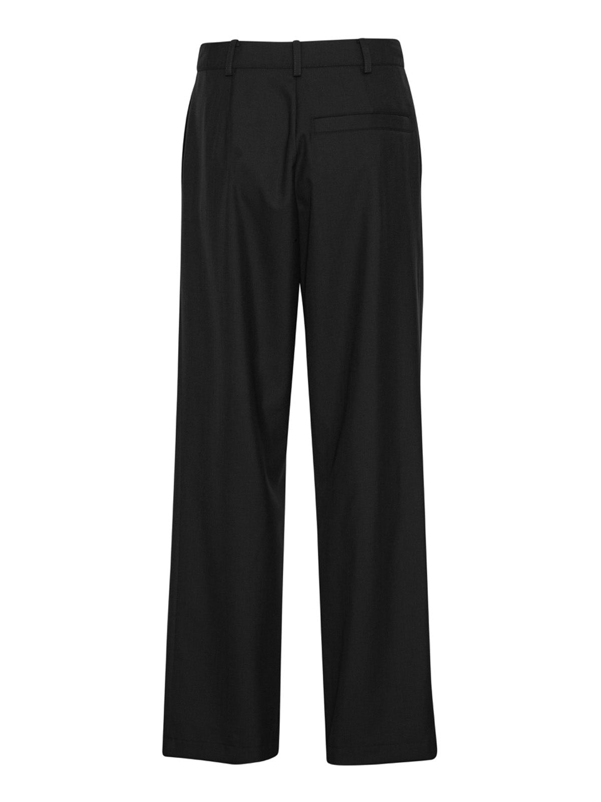 Henrik Vibskov Ravioli Slit Pants in black, back flat lay showing the welt pocket