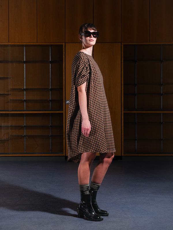 Henrik Vibskov - Renew dress in beige and black checks - 3