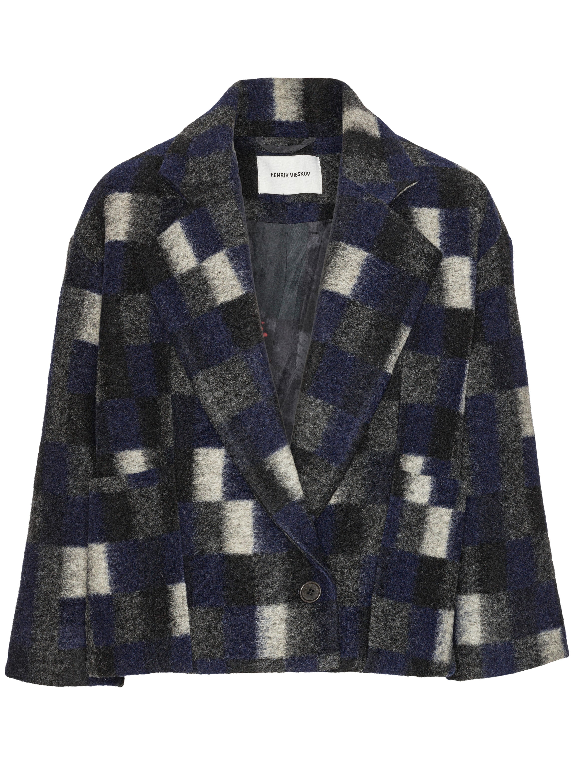 Plaid patterned jacket on a white background
