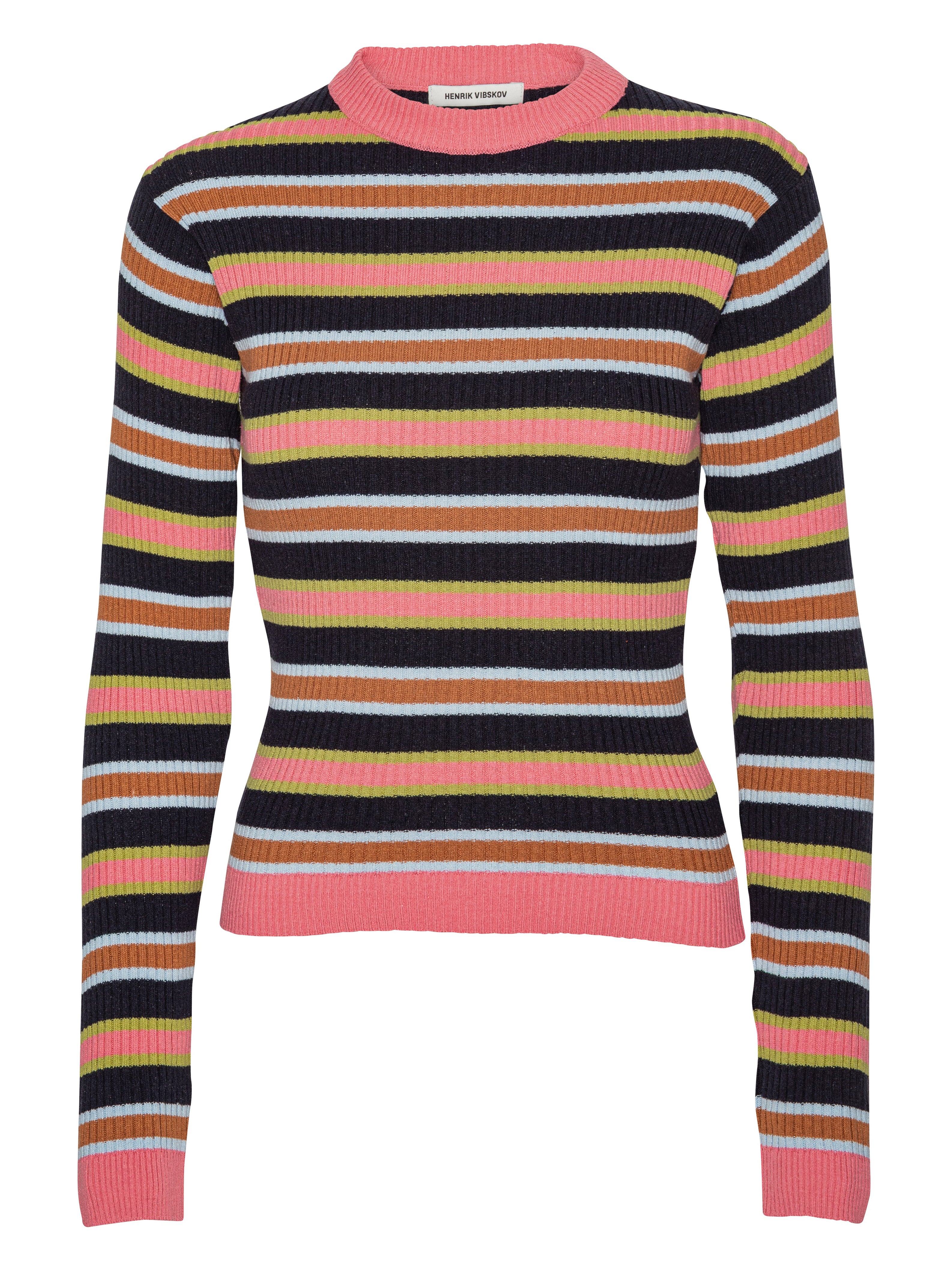 Multicolored striped sweater from Henrik Vibskov on a white background