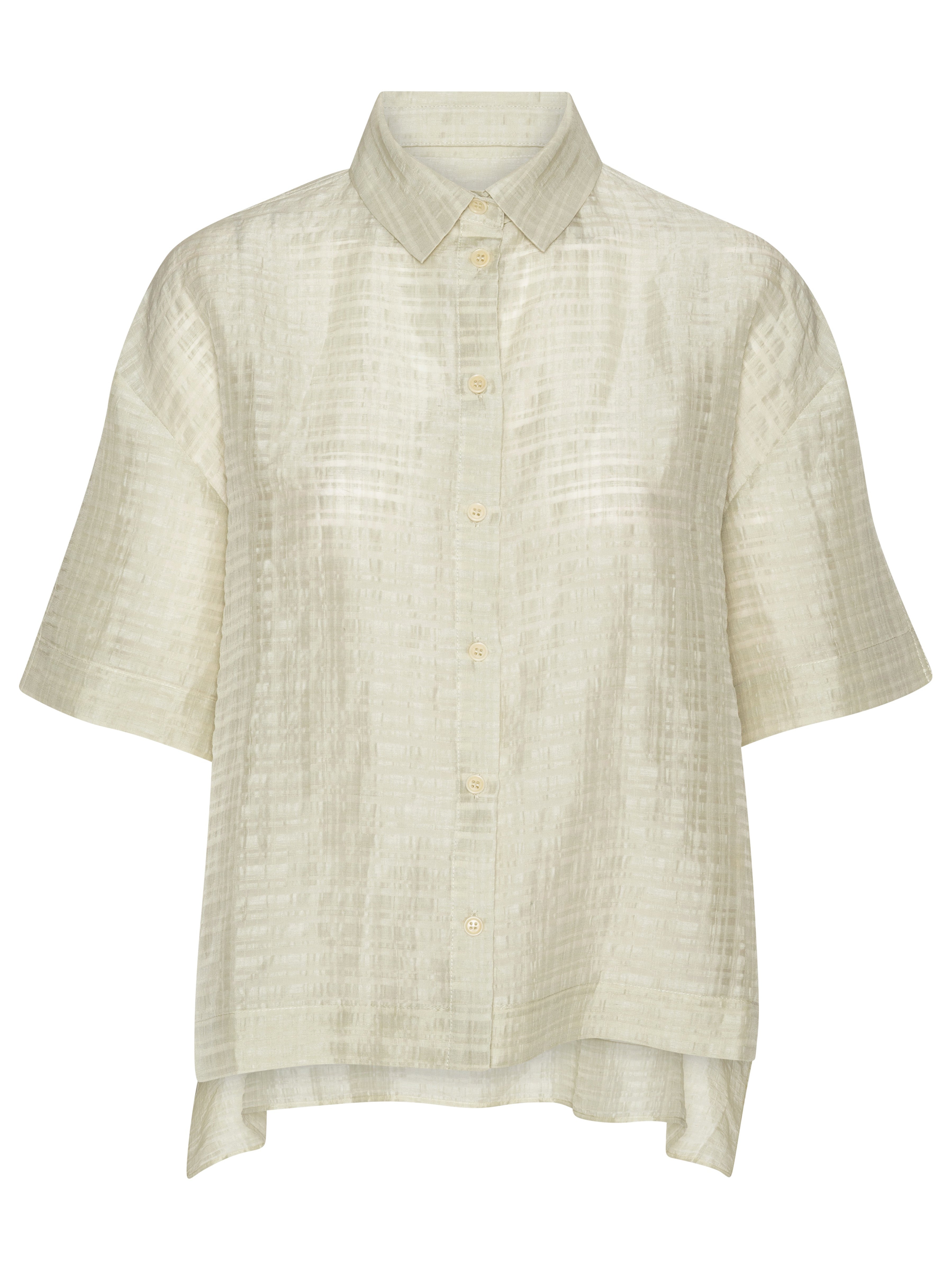 Beige short-sleeve shirt on a white background