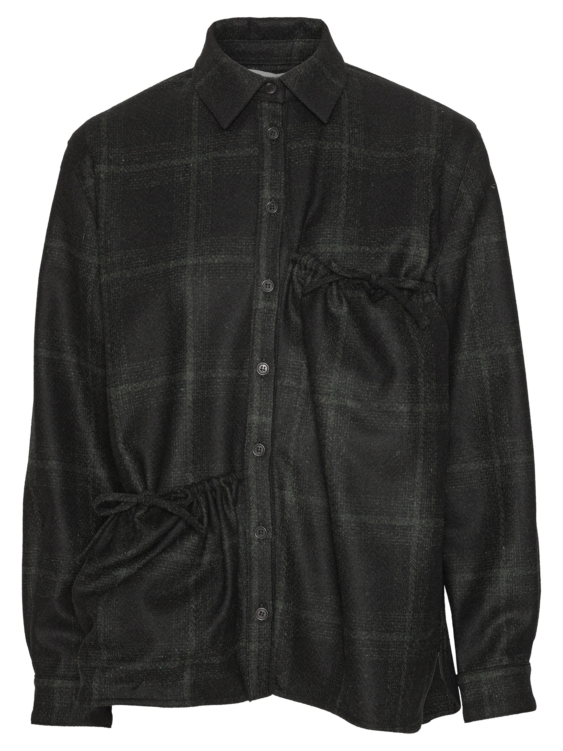 Black plaid shirt on a white background