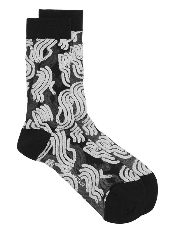 Sunny Fingers Transparent Socks Femme in White Fingers Black from Henrik Vibskov