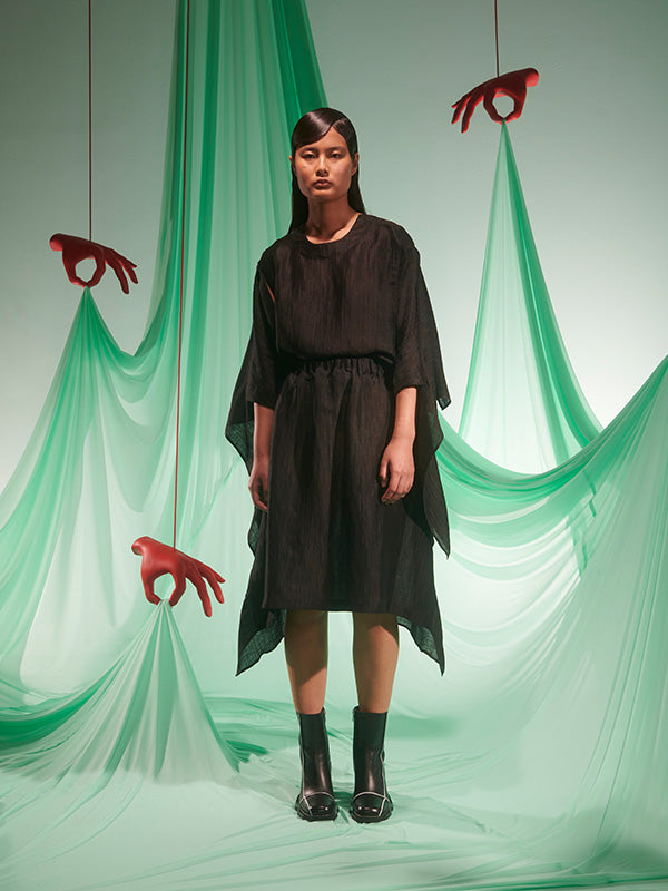 Uncut Silk Skirt in Black from Henrik Vibskov