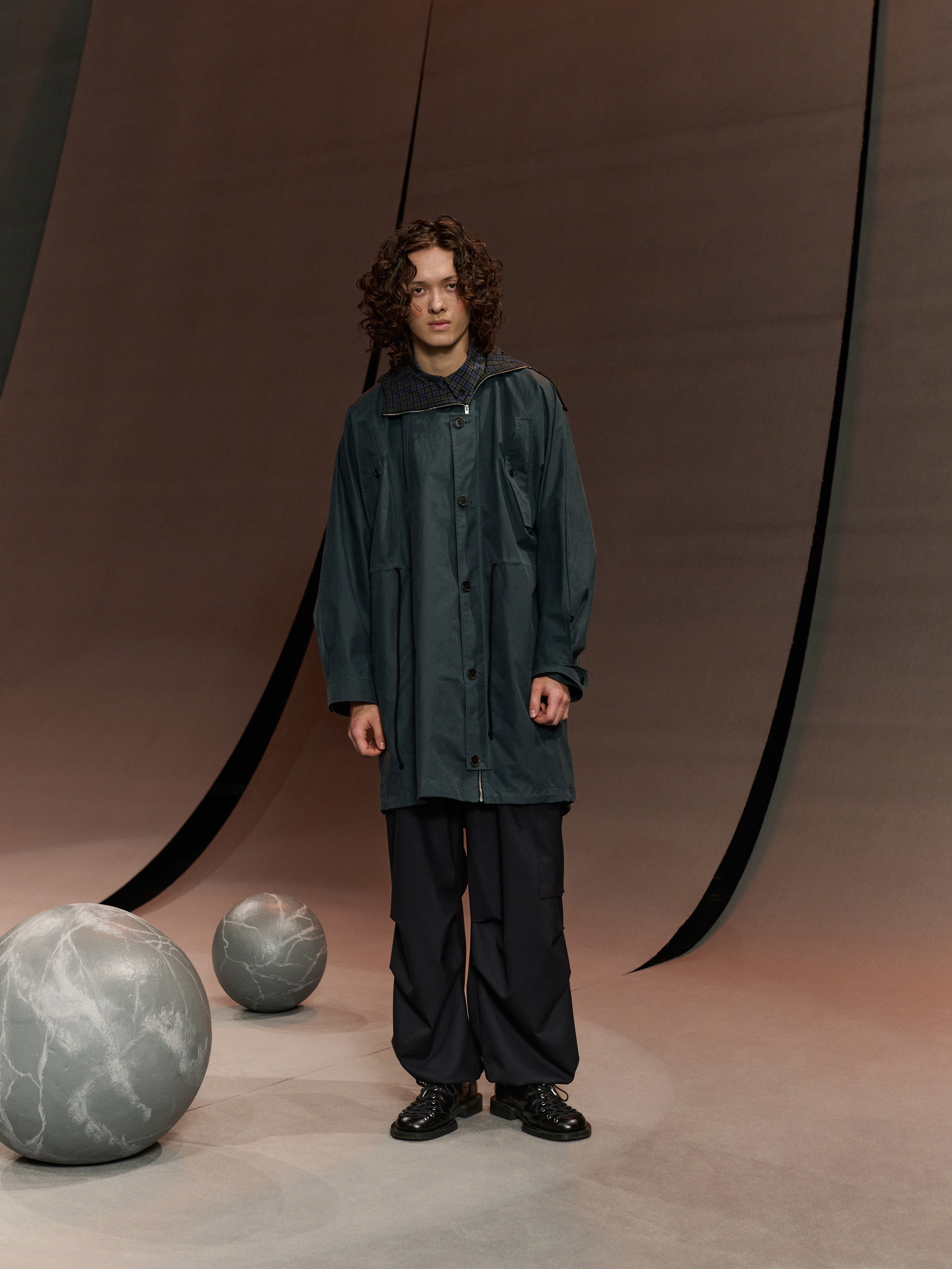 Wing Parka in Dark Petrol Wax from Henrik Vibskov