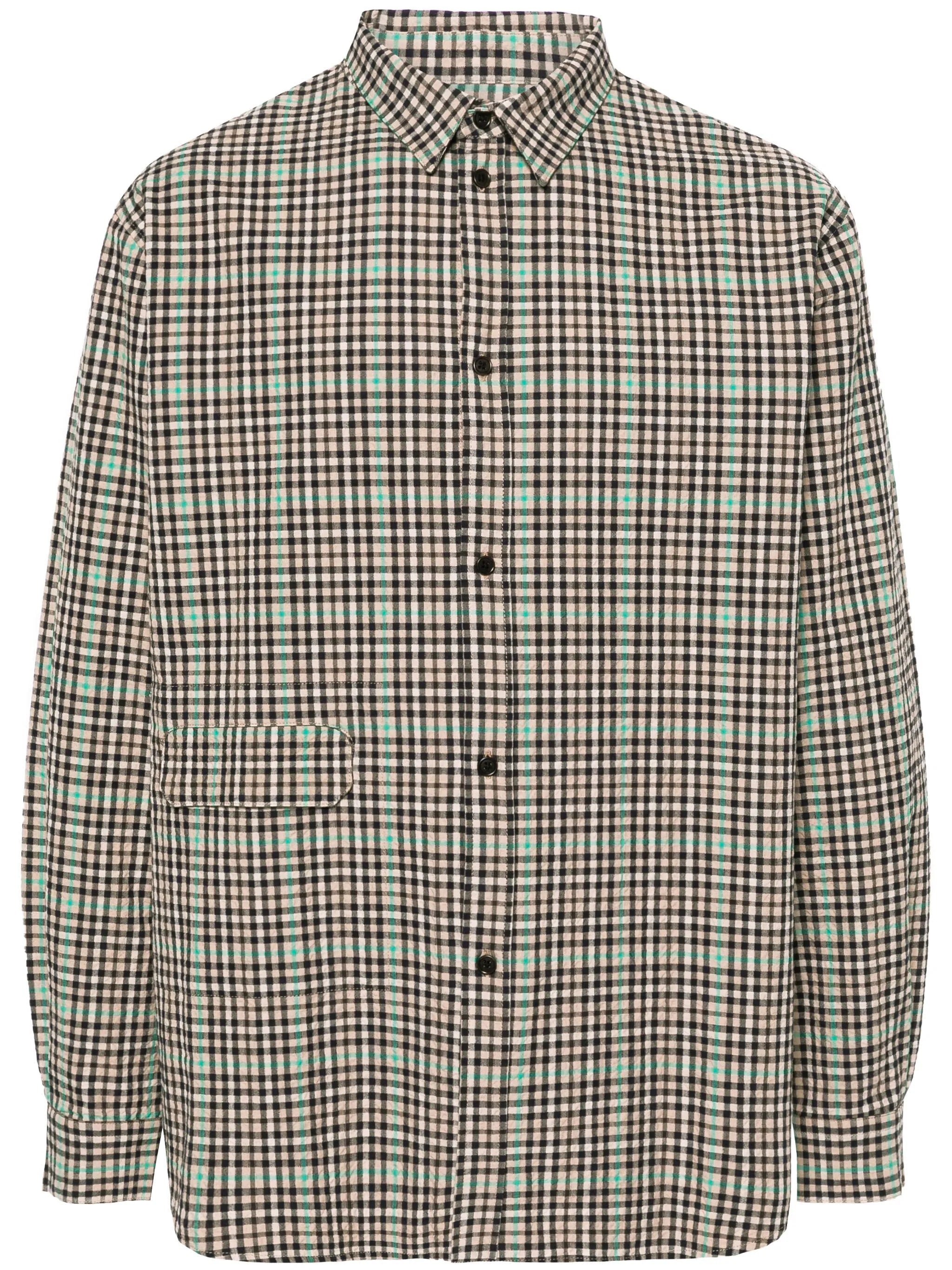 Henrik Vibskov - Hole shirt in brown and green checks - 1