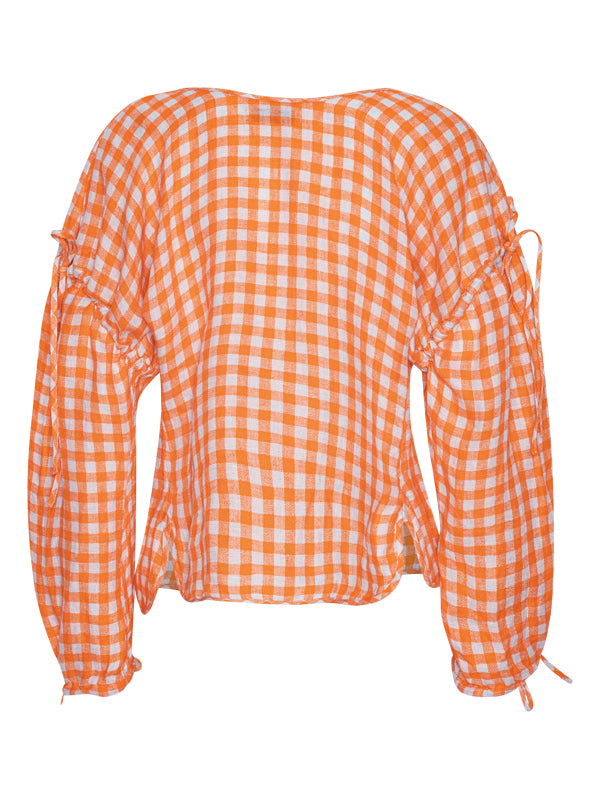 Henrik Vibskov - Tapas Blouse in orange blue checks