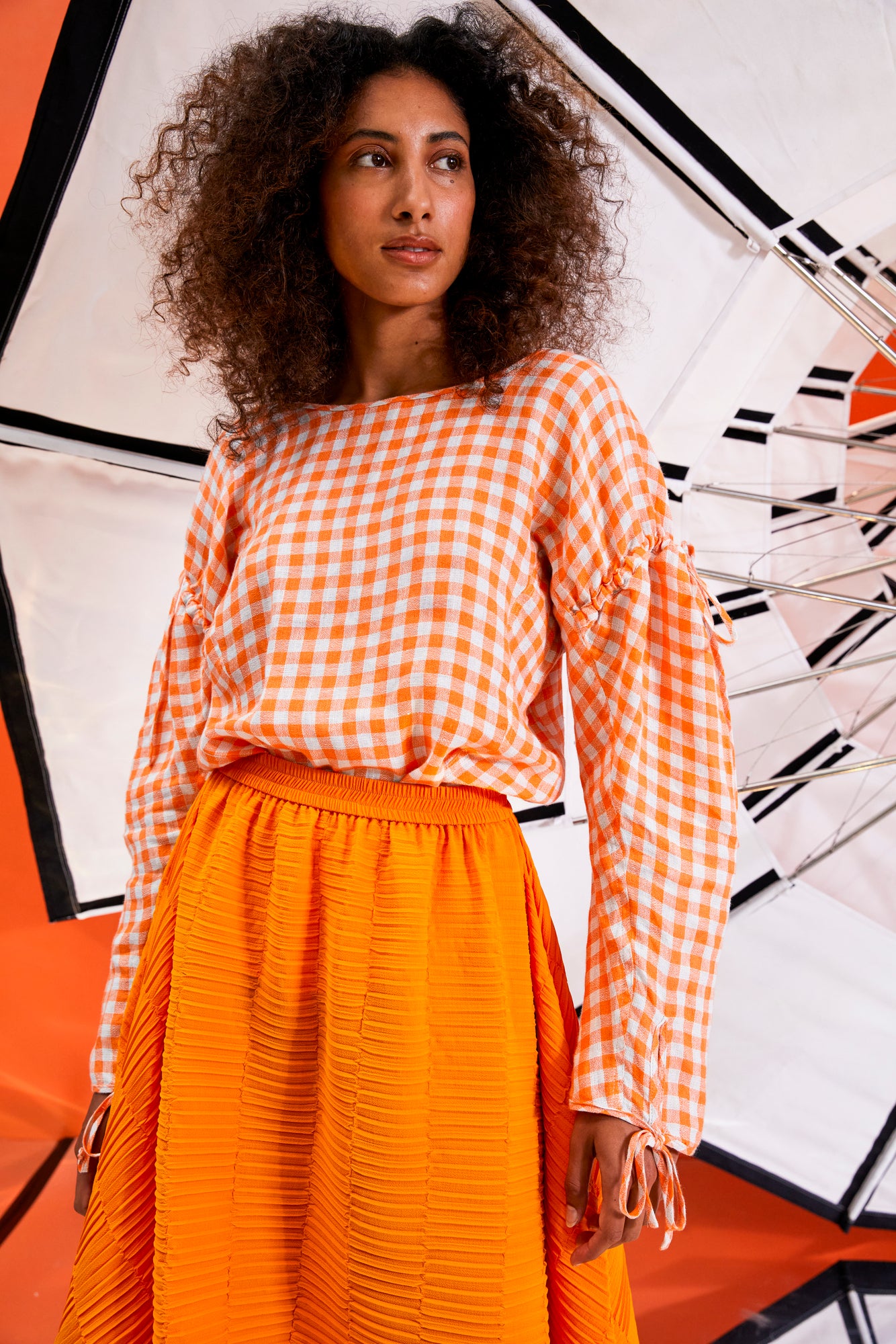 Henrik Vibskov - Tapas Blouse in orange blue checks
