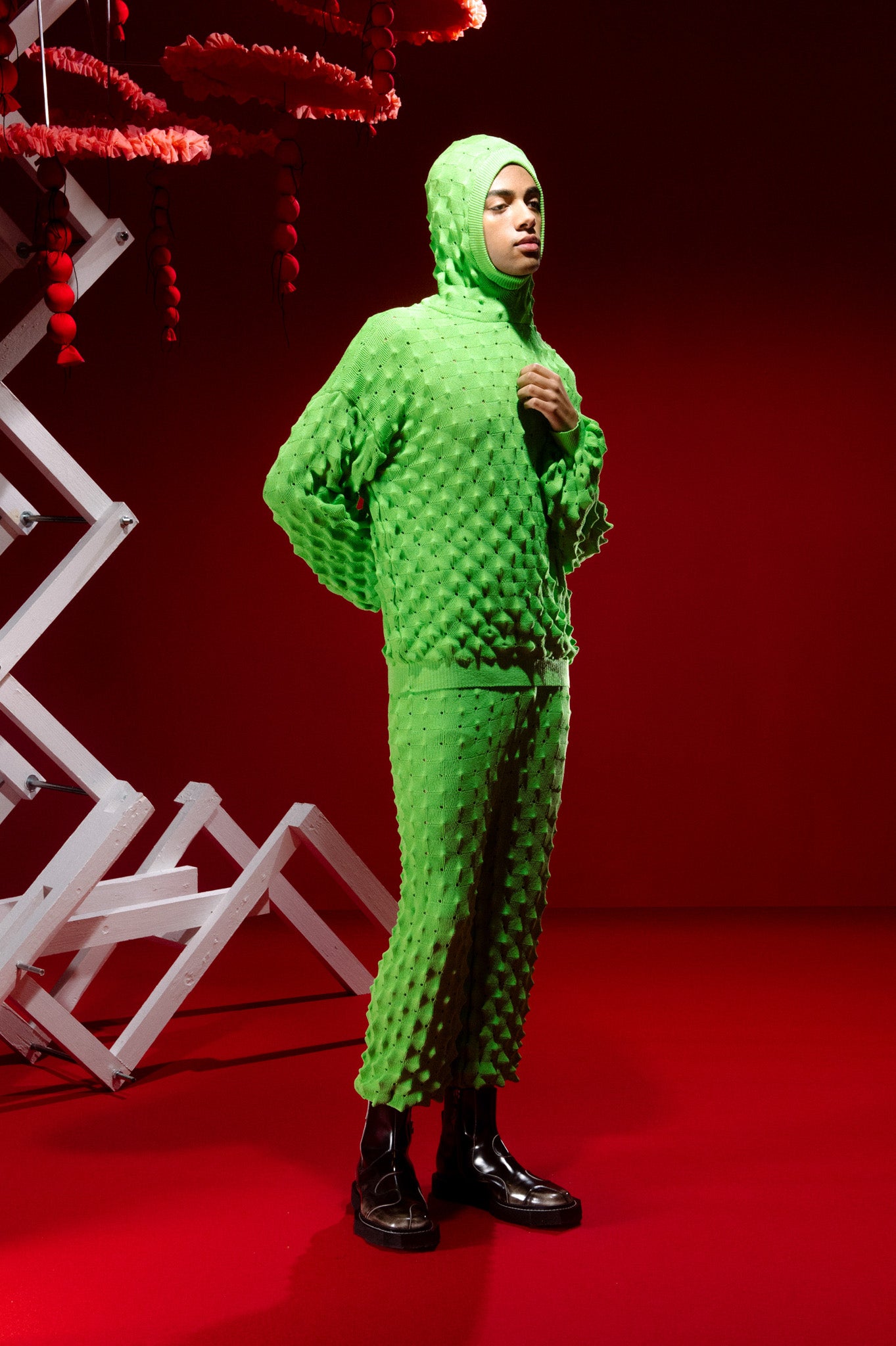 Henrik Vibskov Transparent Spike Kint Pant in Green Spike 