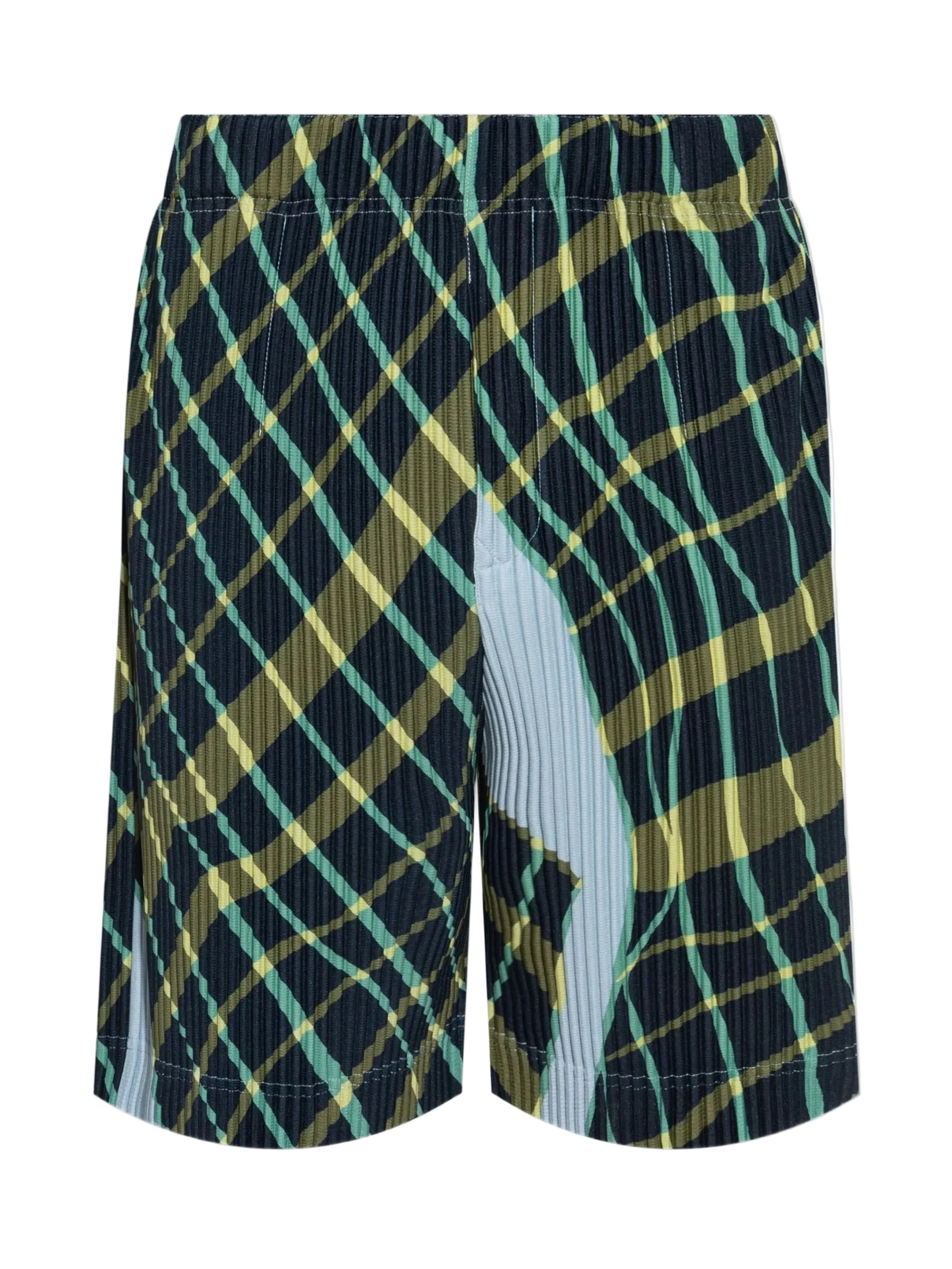 Windswept Plaid Shorts in Blue Gray from Homme Plissé Issey Miyake