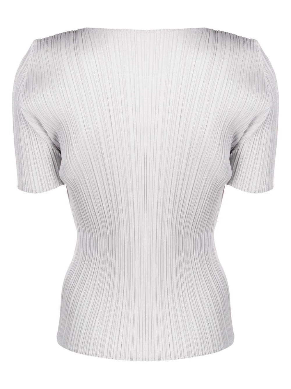 Issey Miyake Pleats Please - short sleeve top in light grey - 2