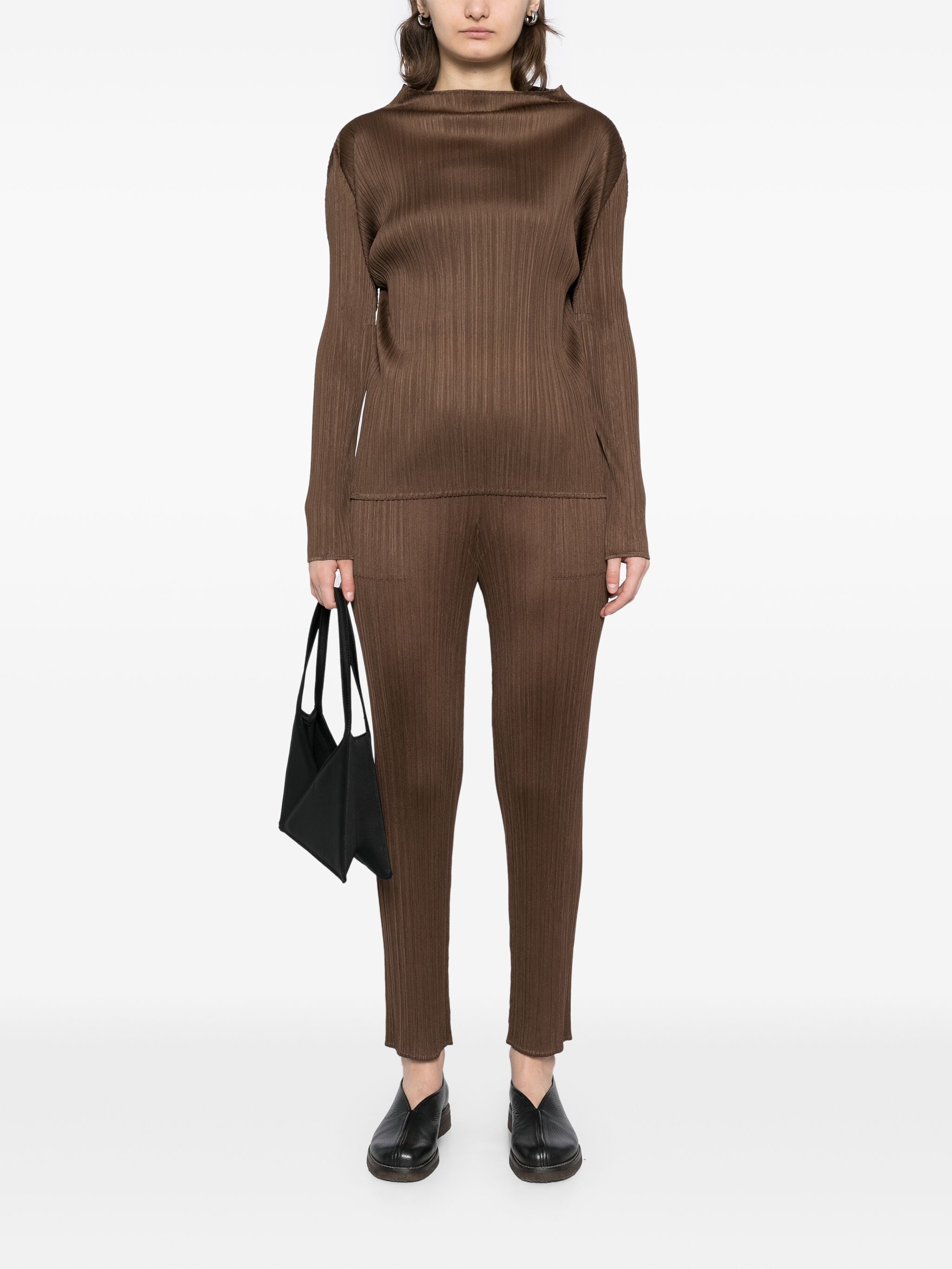 AW24 Basic Pants in Brown from Issey Miyake Pleats Please