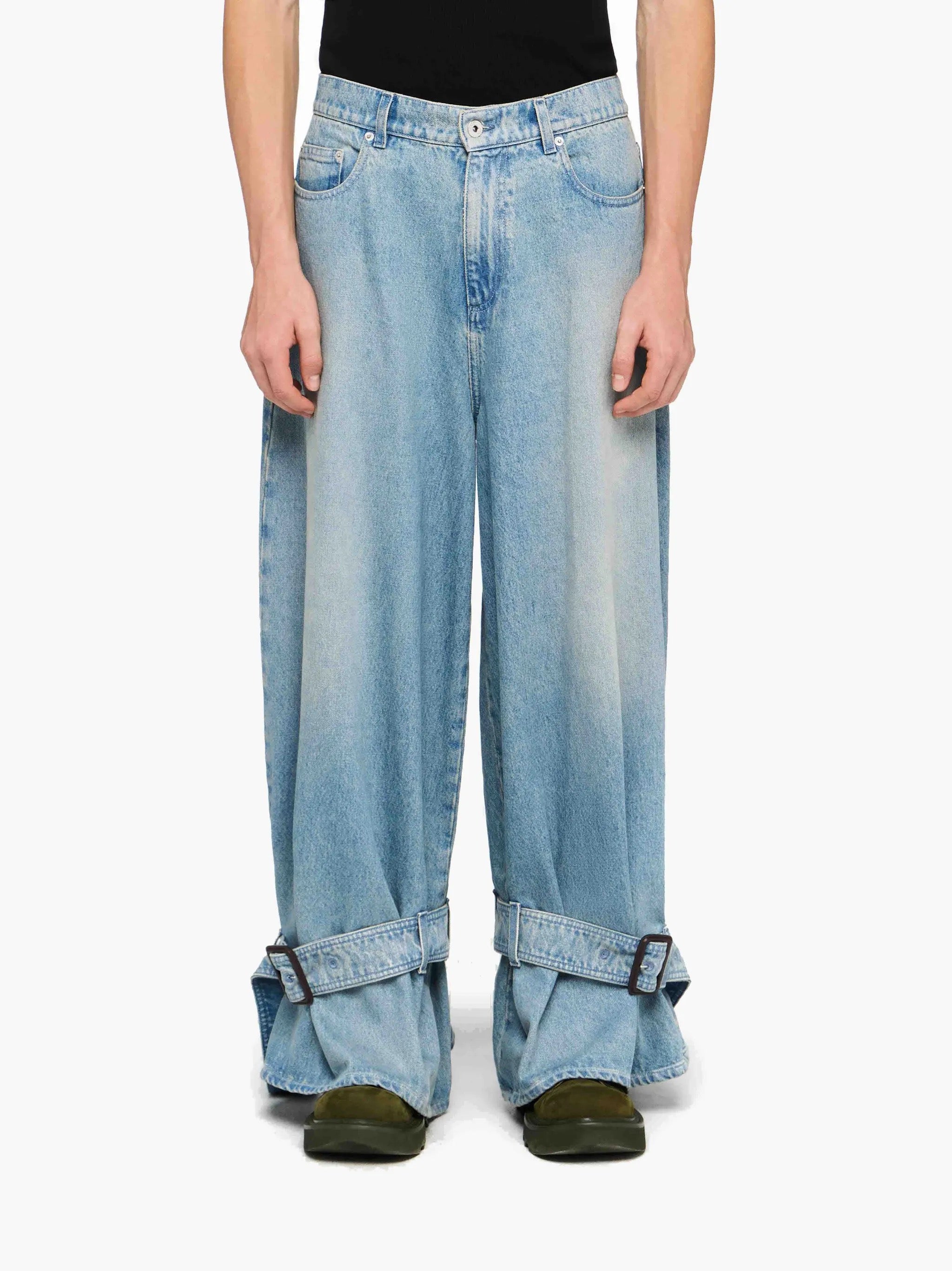 Buckled Cuff Jeans in Light Blue from J.W. Anderson