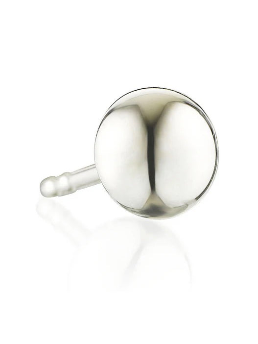 Katrine Kristensen Small Half Sphere Earstud in silver with polished rounded 5 mm stud design and minimal half-sphere shape