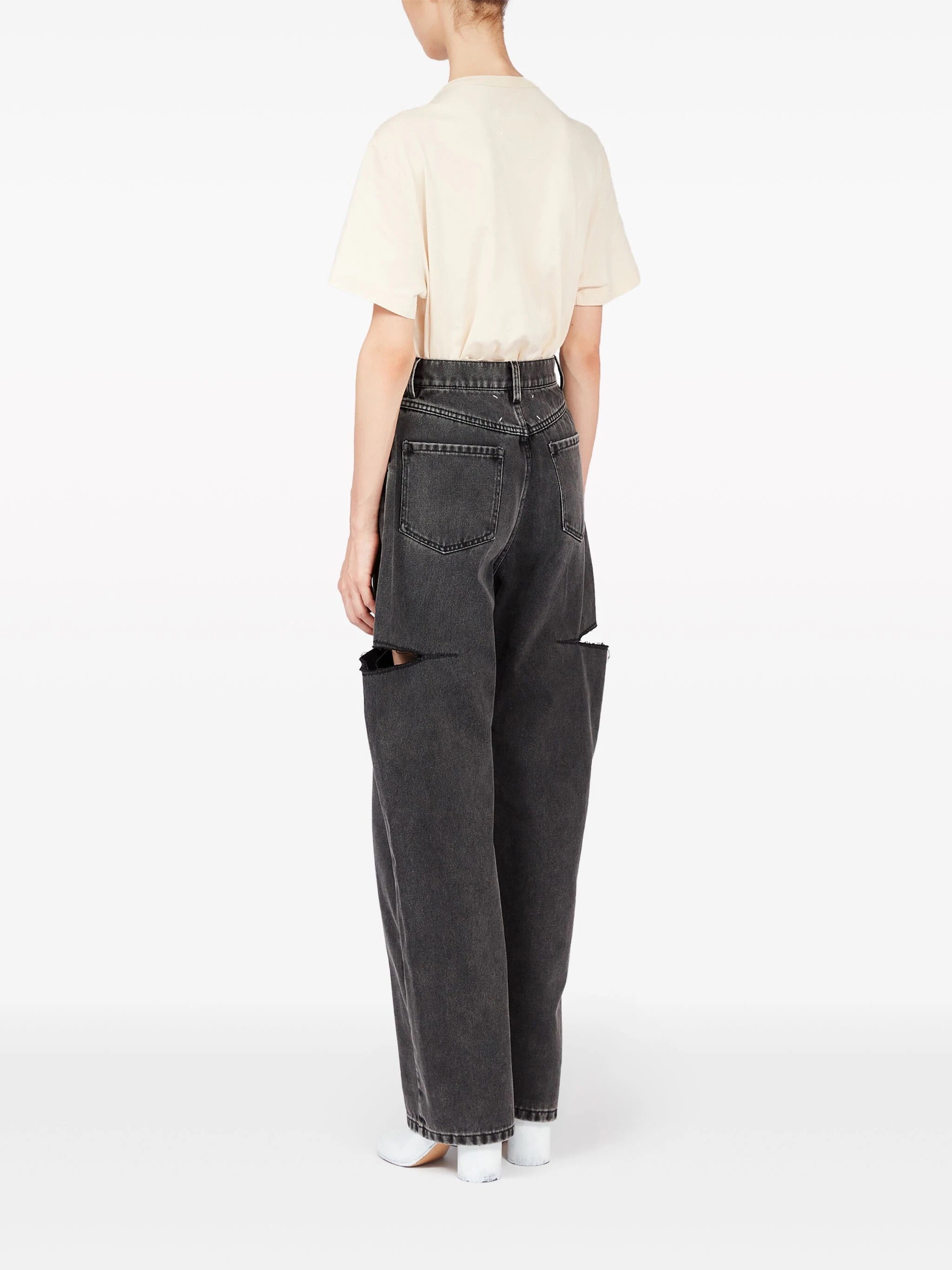 Maison Margiela Cut Out Jeans in Black Washed - 5