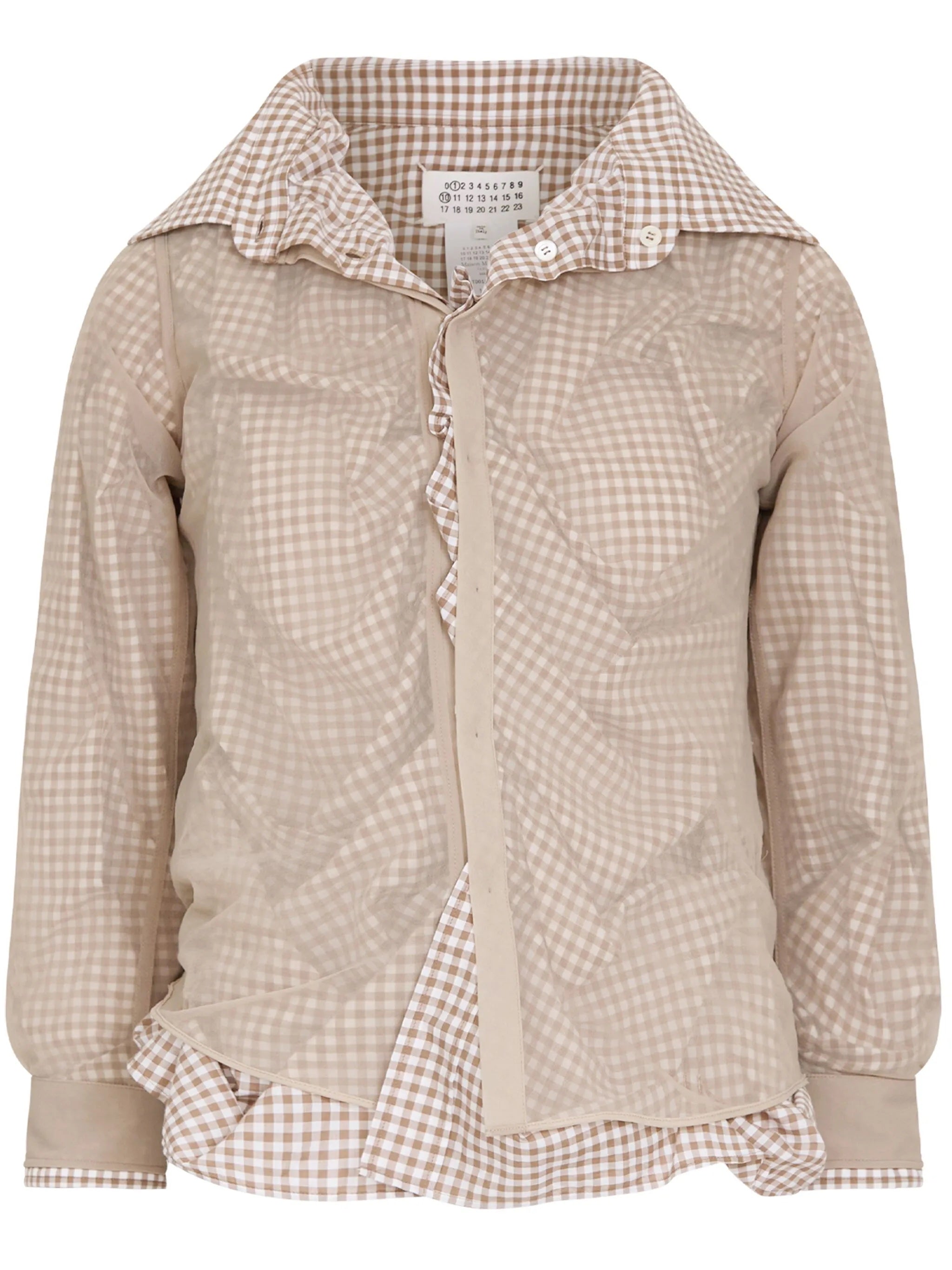 Double Layer Long Sleeve Shirt in Camel/Tan/White from Maison Margiela