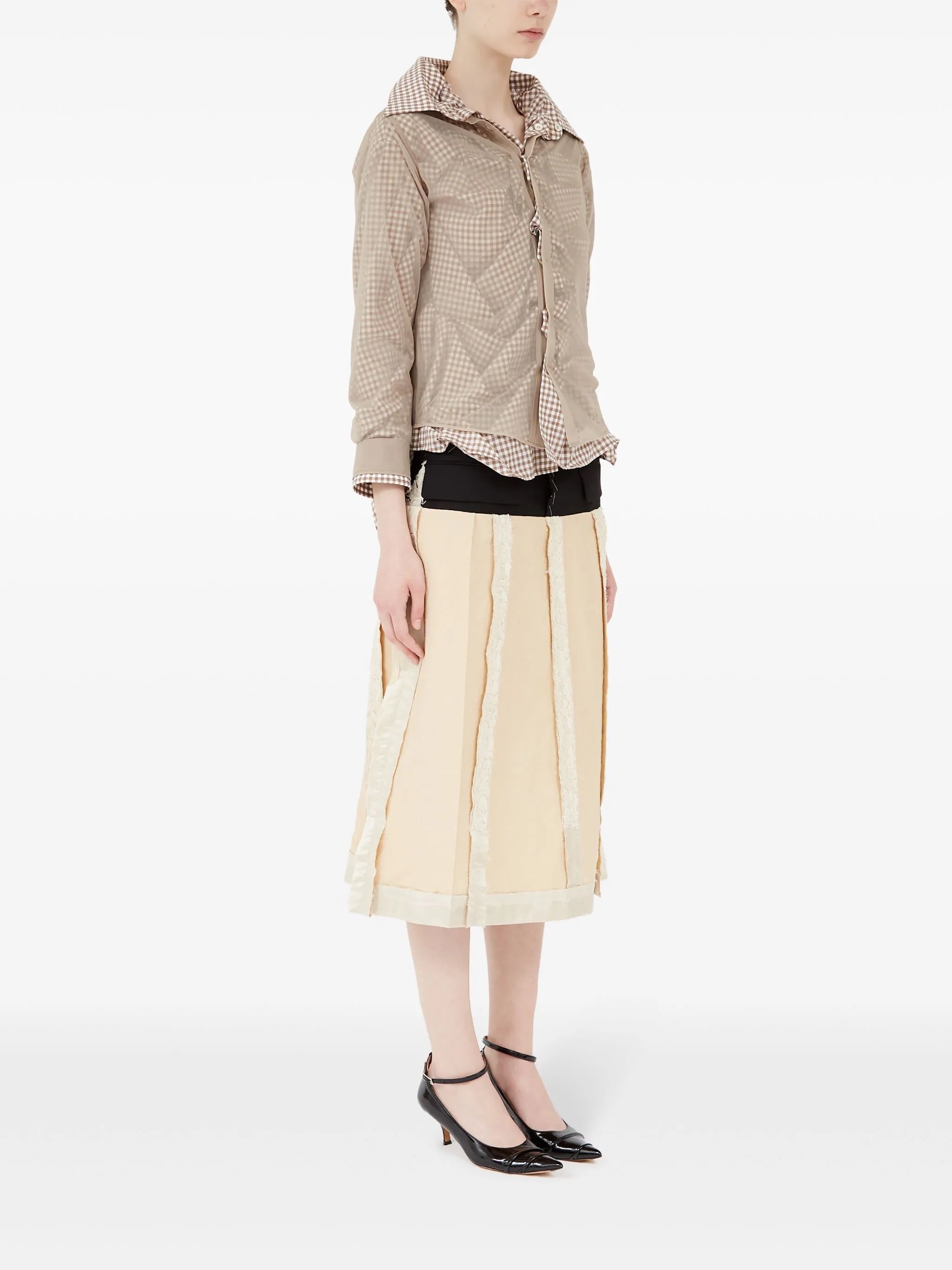 Double Layer Long Sleeve Shirt in Camel/Tan/White from Maison Margiela