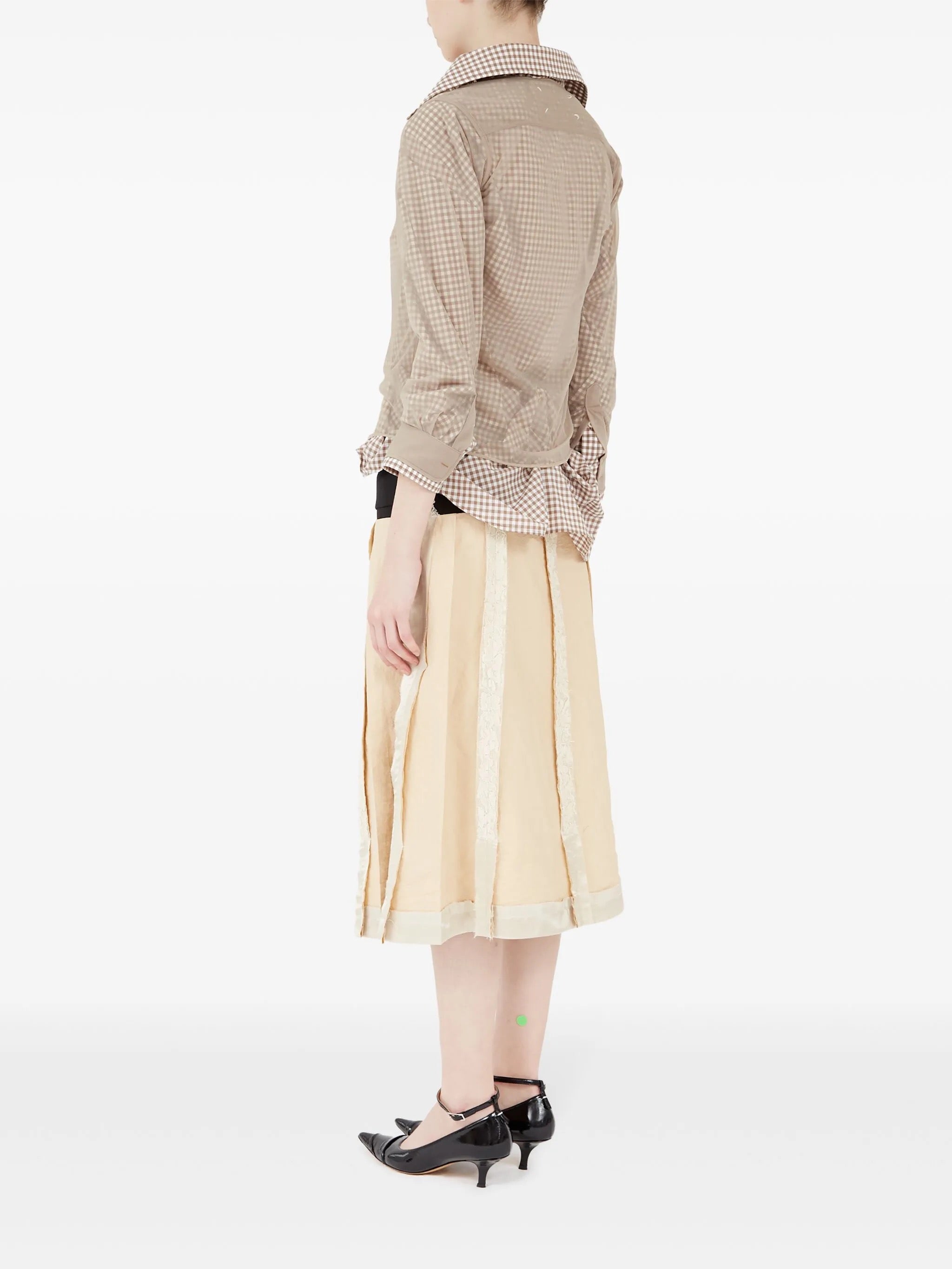 Double Layer Long Sleeve Shirt in Camel/Tan/White from Maison Margiela