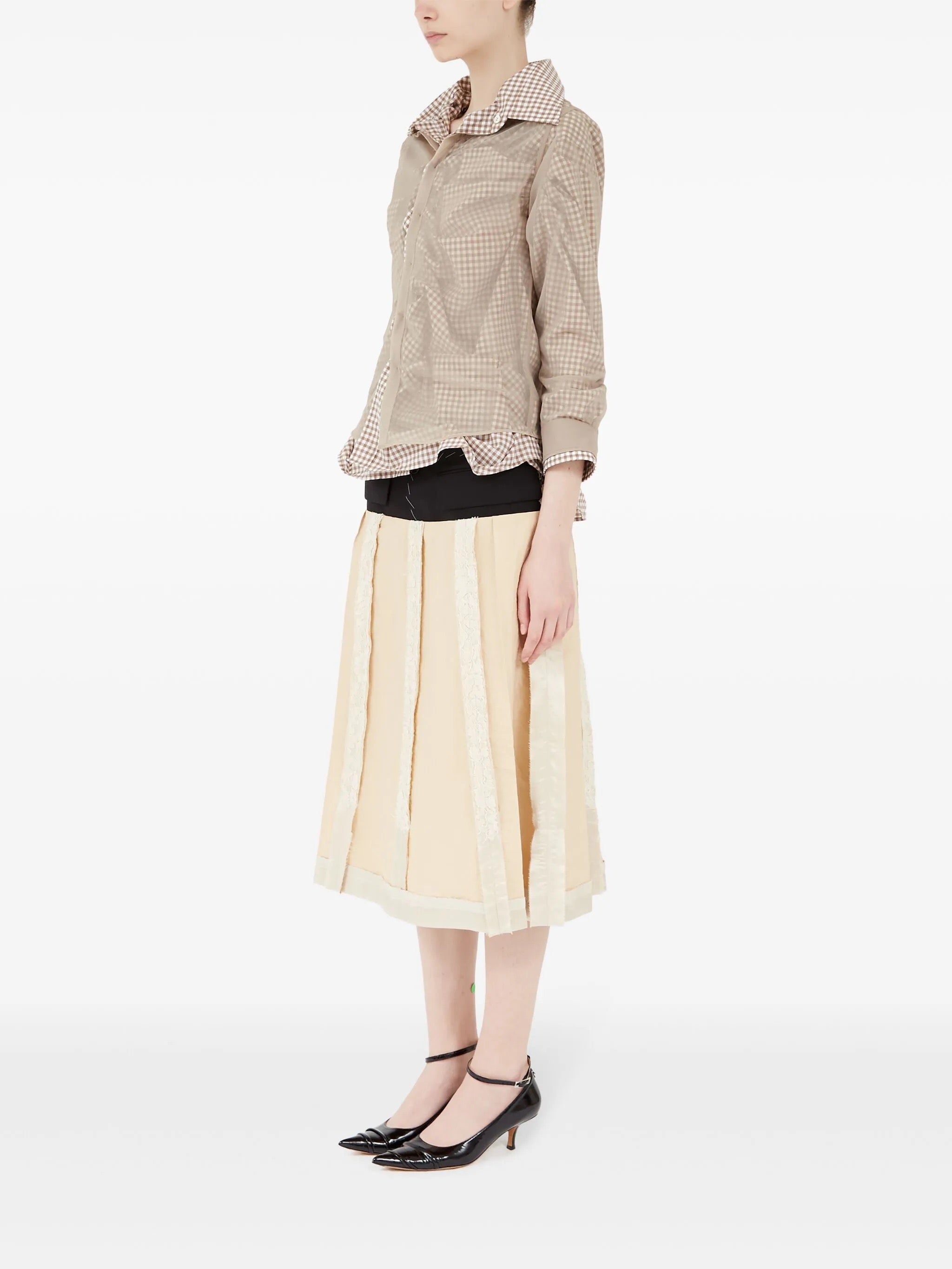 Double Layer Long Sleeve Shirt in Camel/Tan/White from Maison Margiela