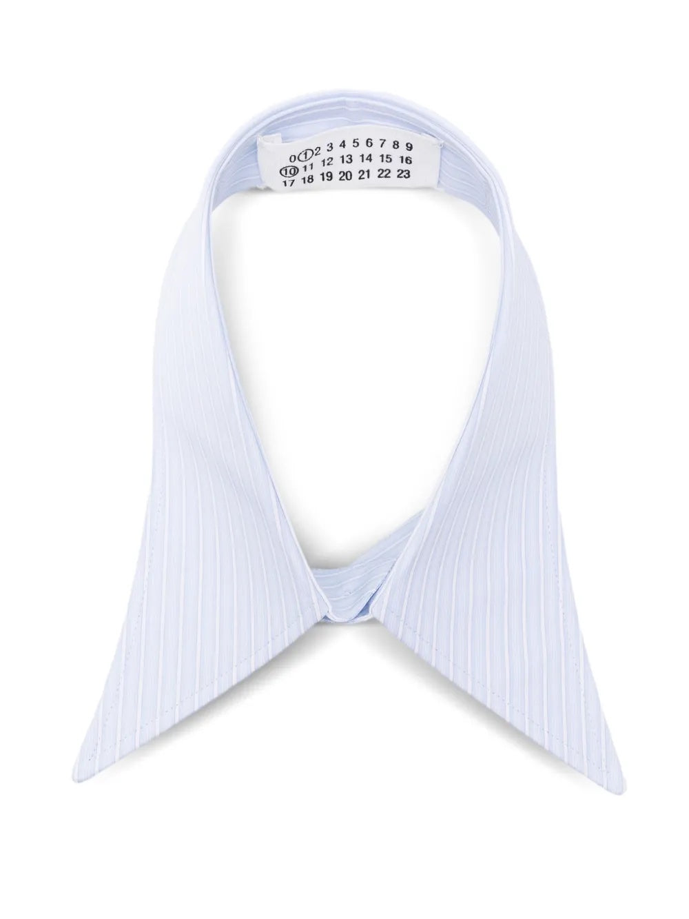 White shirt collar with blue stripes on a white background