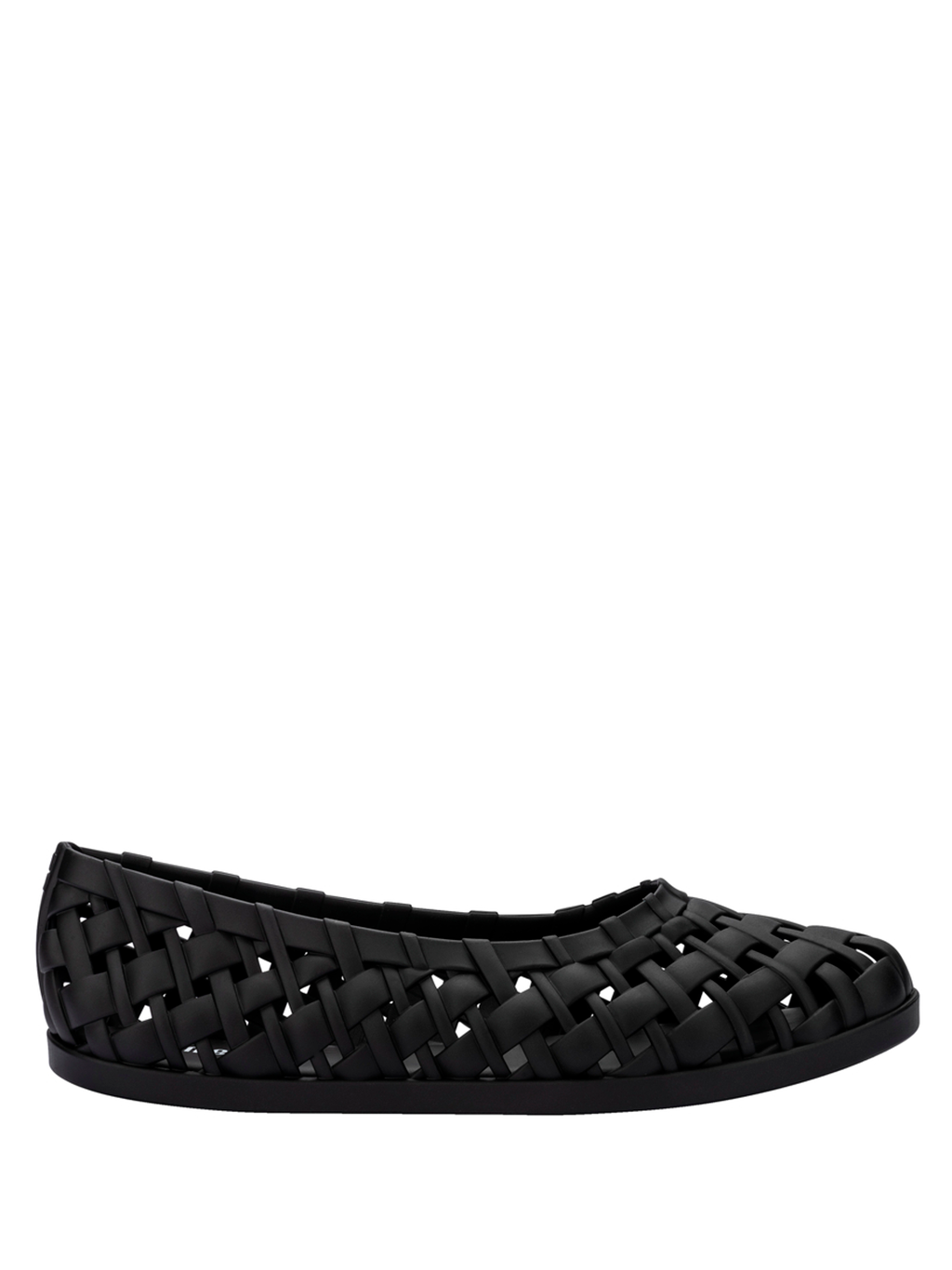 Black ballerina shoe with weave design from Melissa