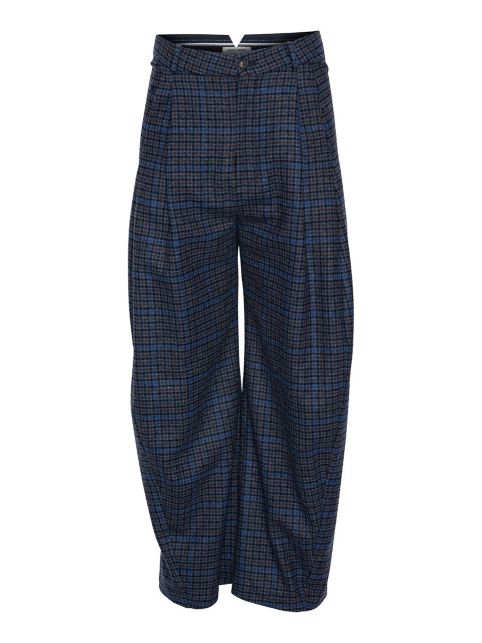 Henrik Vibskov One Pants in Blue Wool Checks product rear angle view
